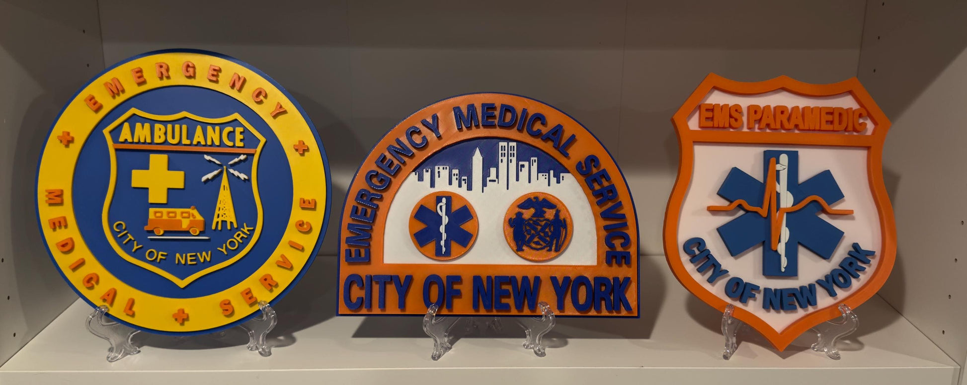 Old School EMS Logo Plaque: 3D First Responder Wall Art NY Display Plaque NYCEMS