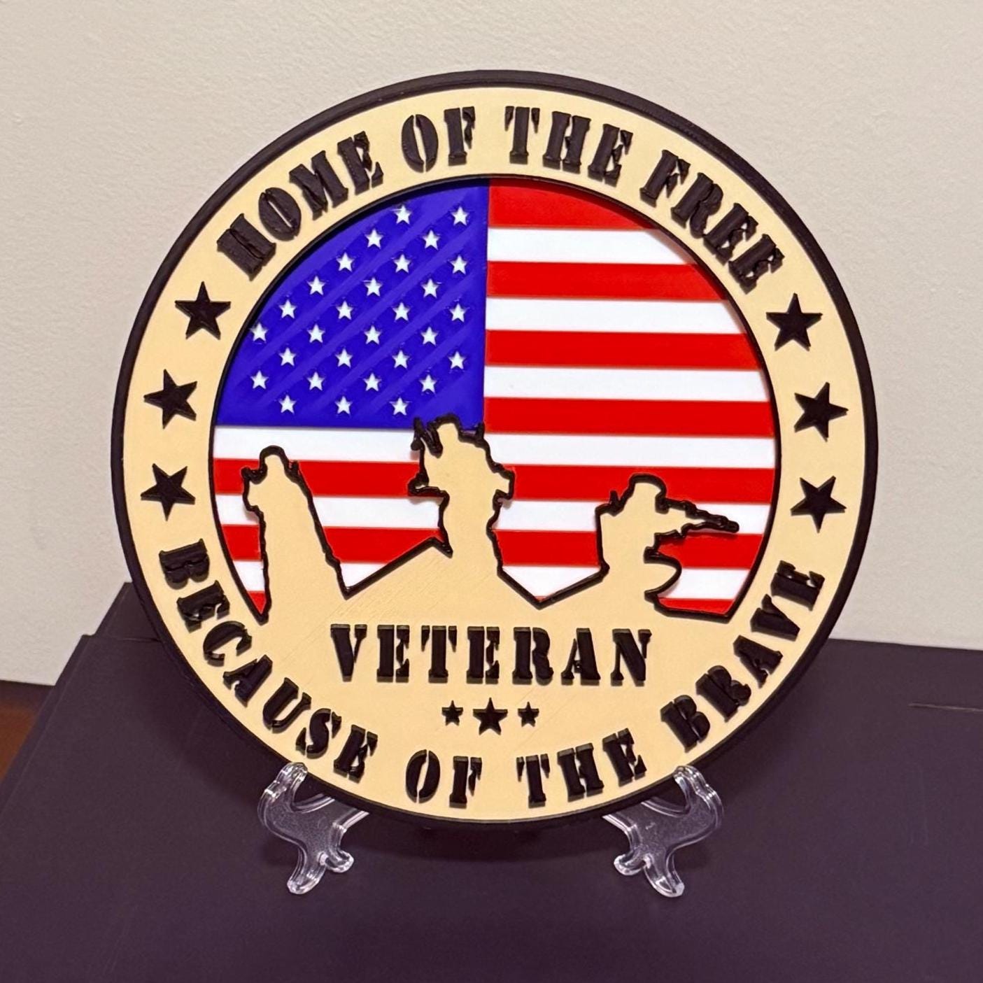 Veteran 3D Plaque Home Of The Free, Military Wall Art Display Plaque Government