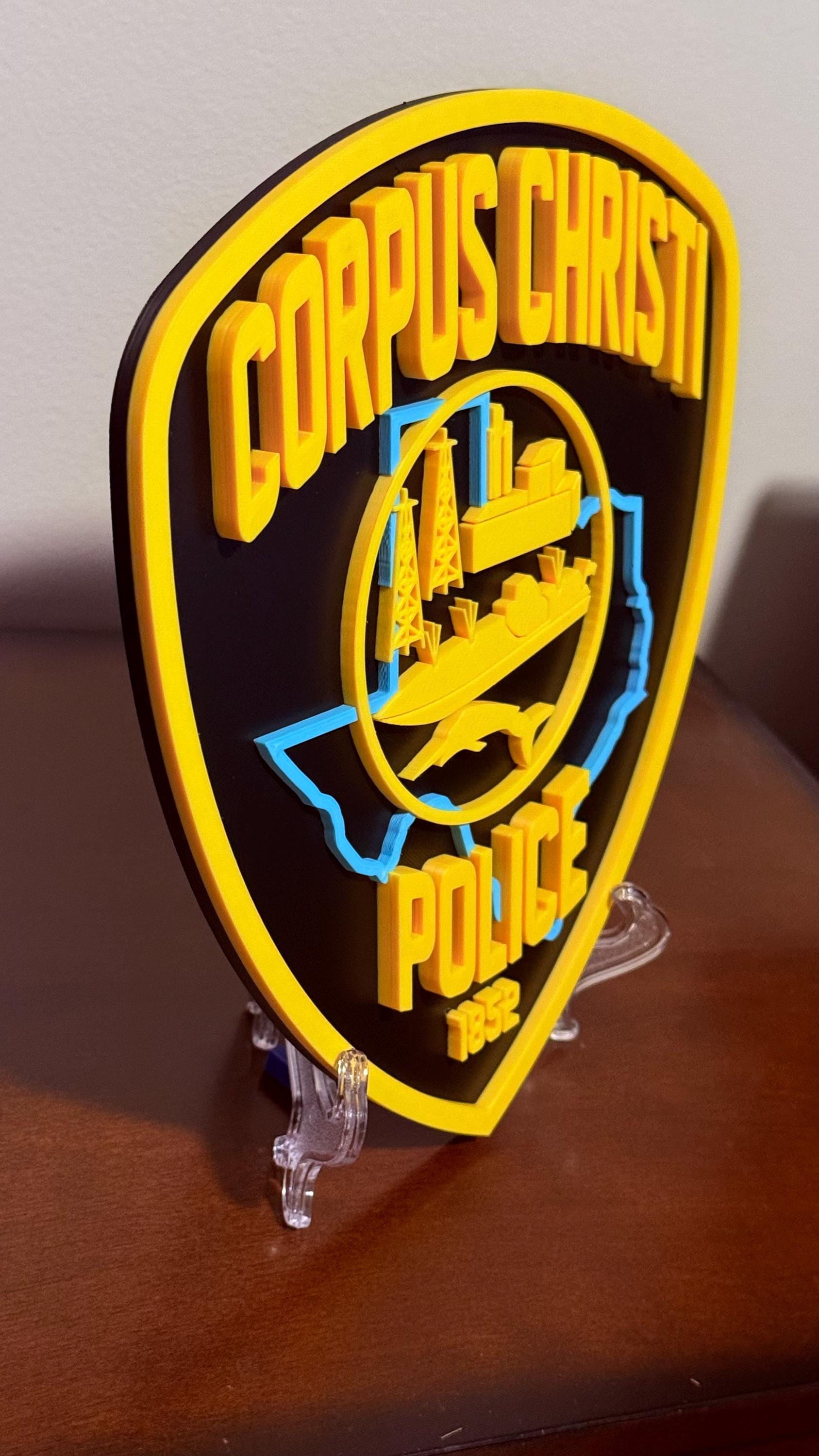 Embossed Corpus Christi Police OLD STYLE Plaque: 3D First Responder Wall Art Texas