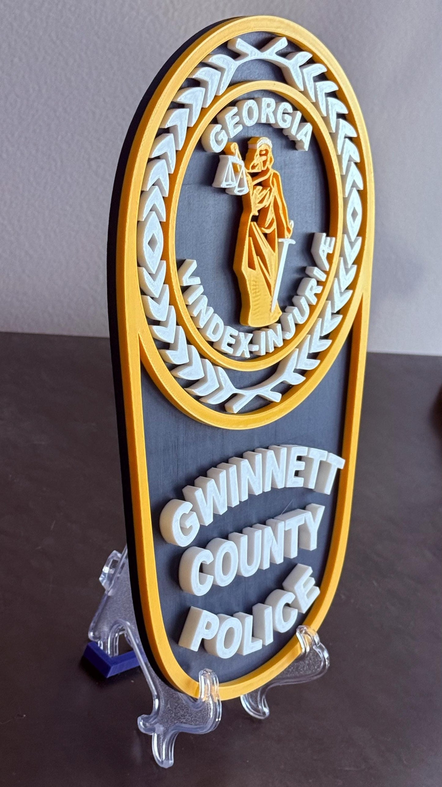 Gwinnett County GA Police 3D Embossed Plaque - First Responder Wall Art Georgia