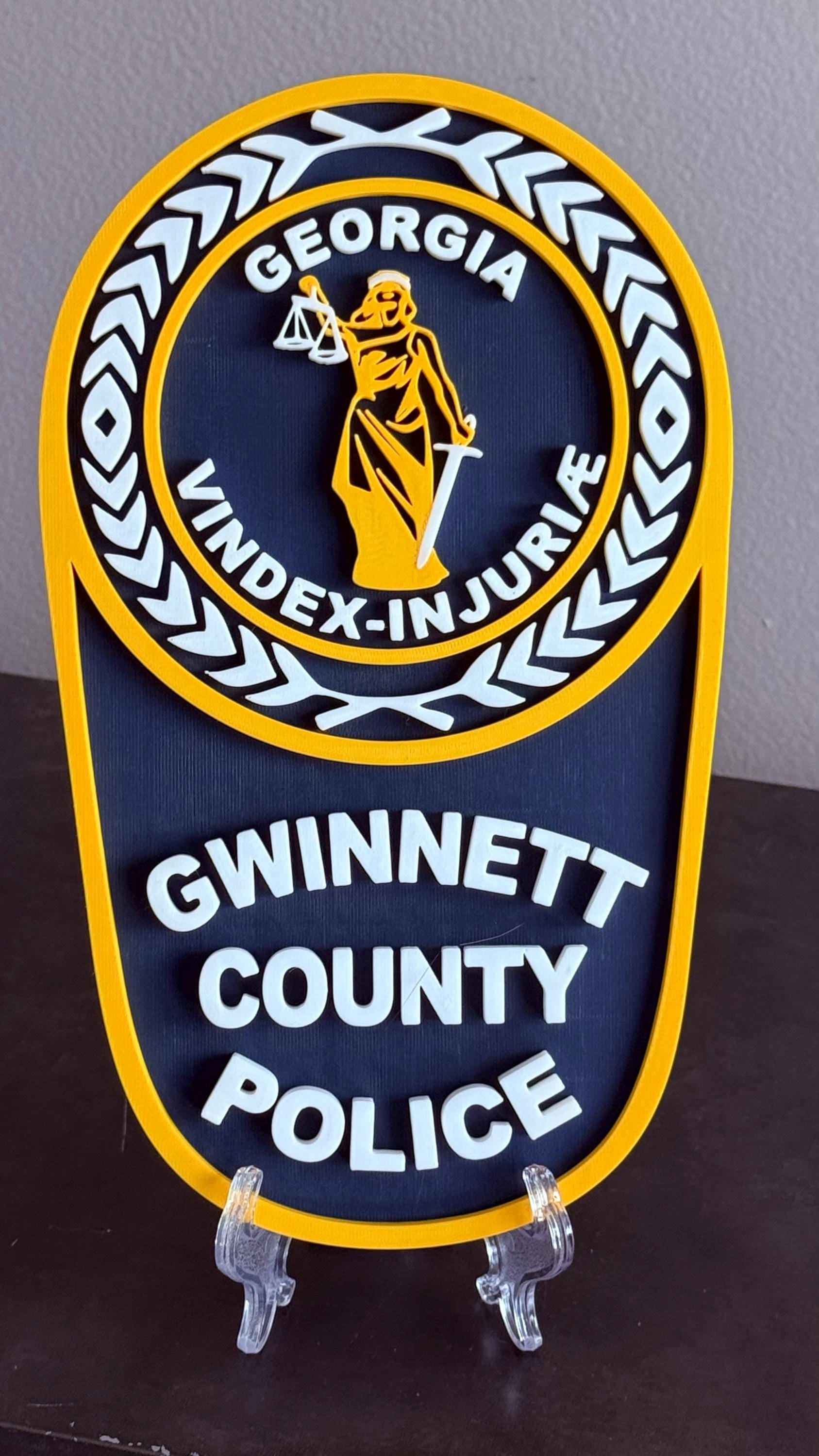 Gwinnett County GA Police 3D Embossed Plaque - First Responder Wall Art Georgia