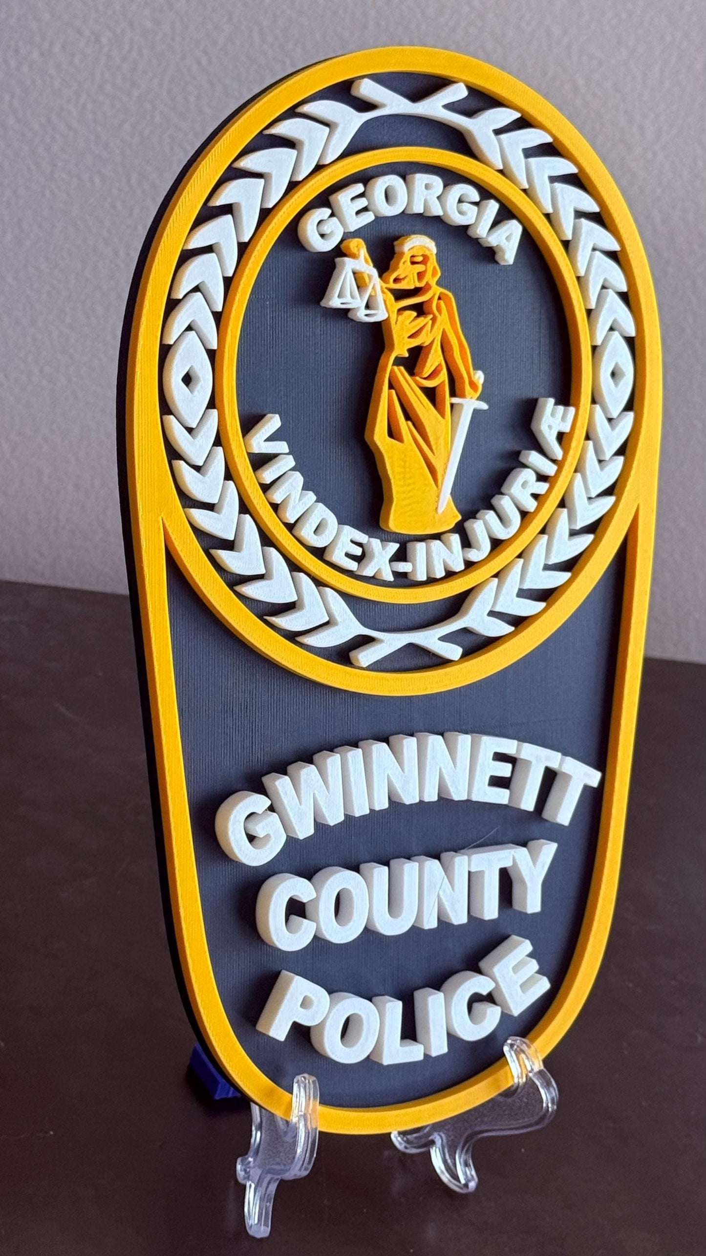 Gwinnett County GA Police 3D Embossed Plaque - First Responder Wall Art Georgia