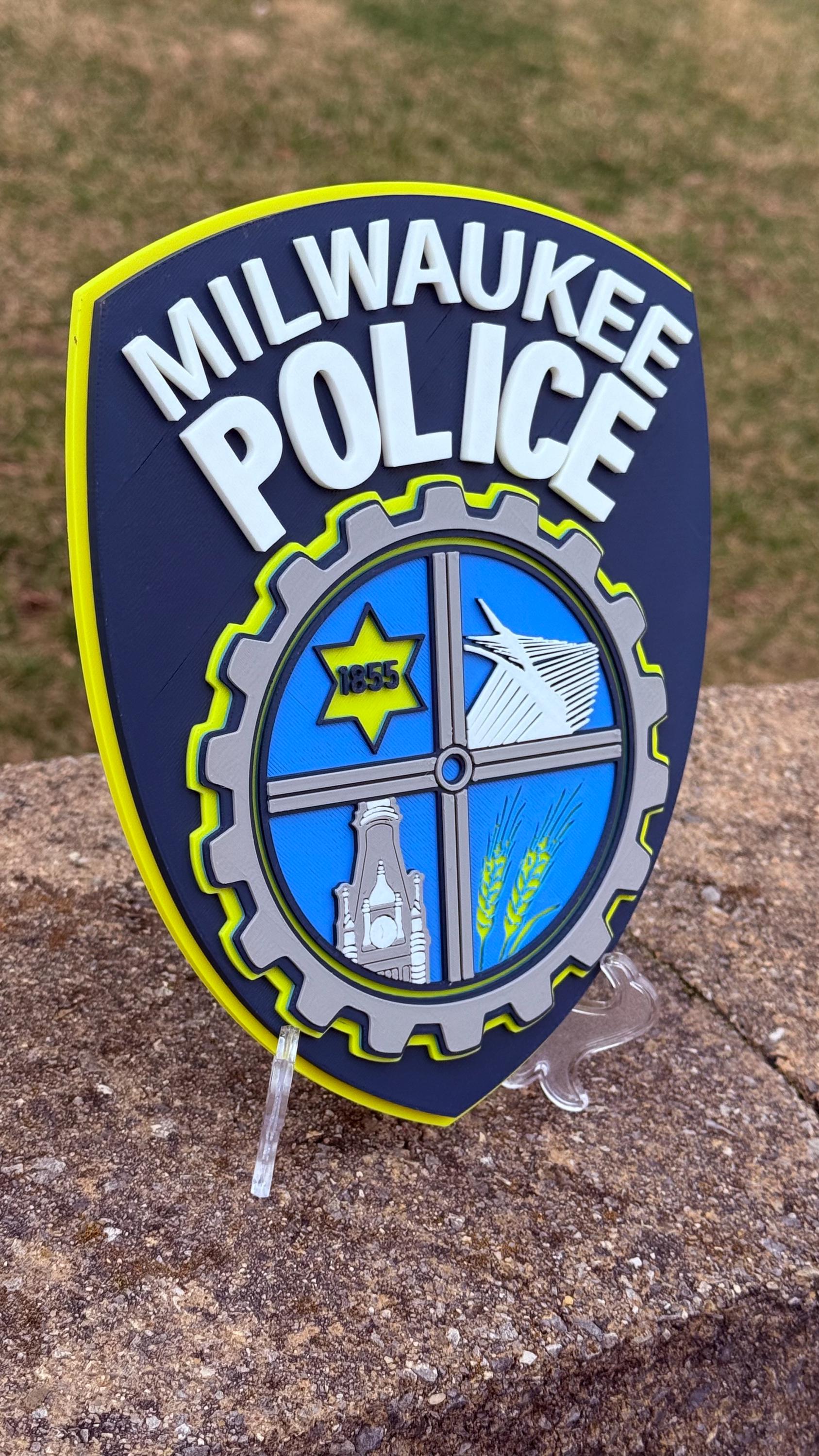 Milwaukee Police Department Logo Plaque: 3D Embossed First Responder Wall Art Wisconsin