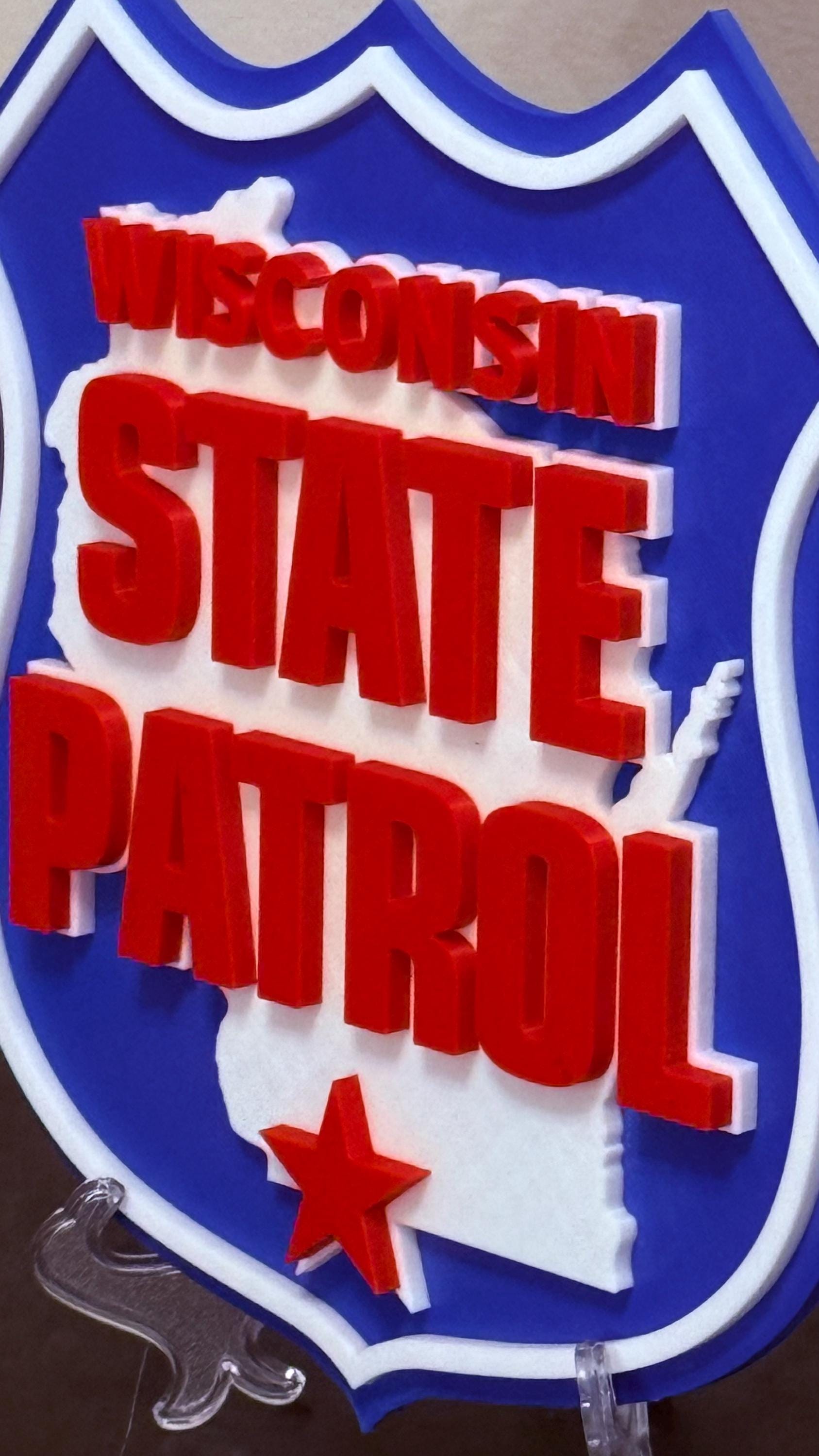 Wisconsin State Patrol Plaque: 3D Embossed First Responder Wall Art