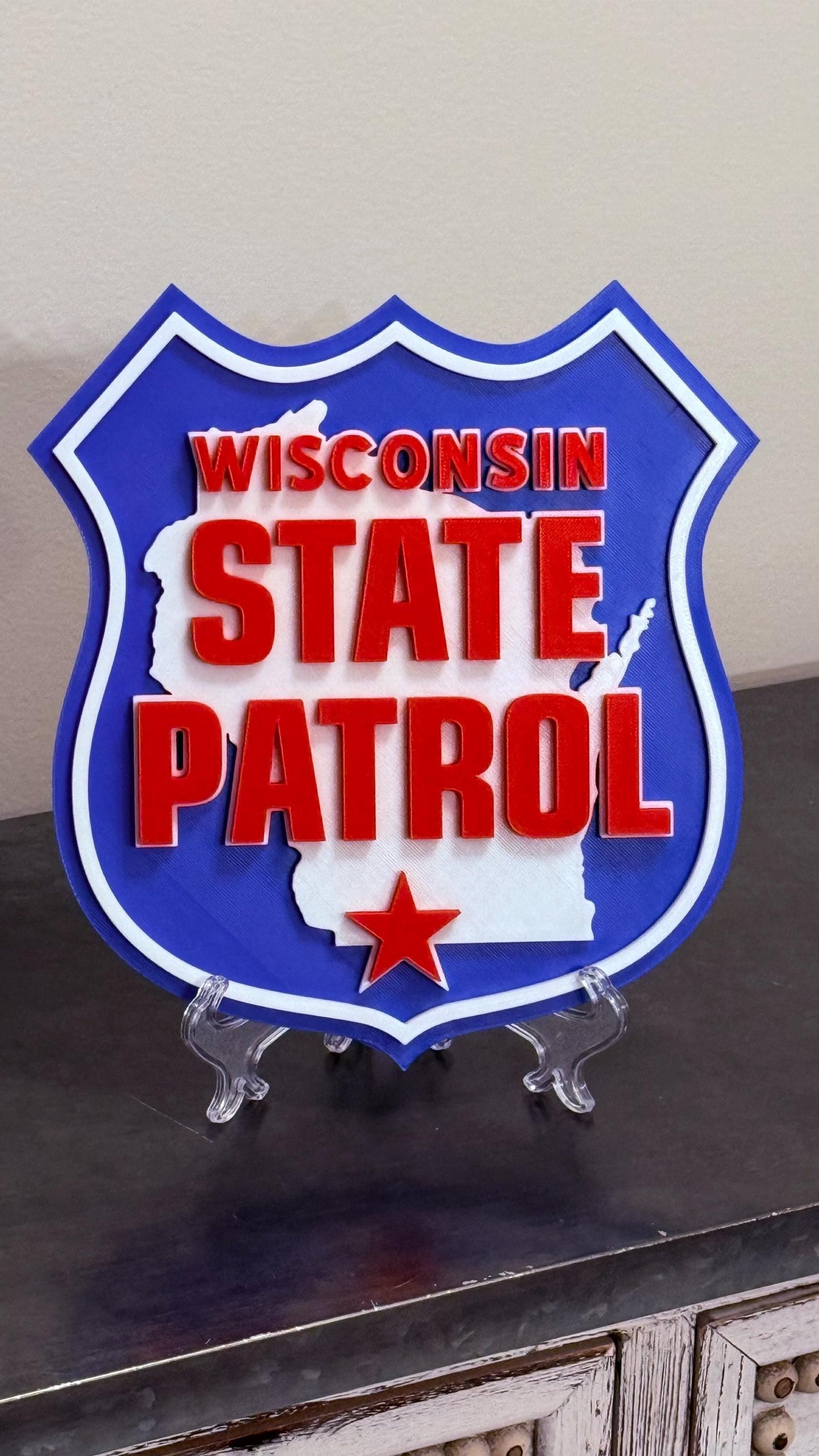 Wisconsin State Patrol Plaque: 3D Embossed First Responder Wall Art