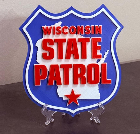 Wisconsin State Patrol Plaque: 3D Embossed First Responder Wall Art