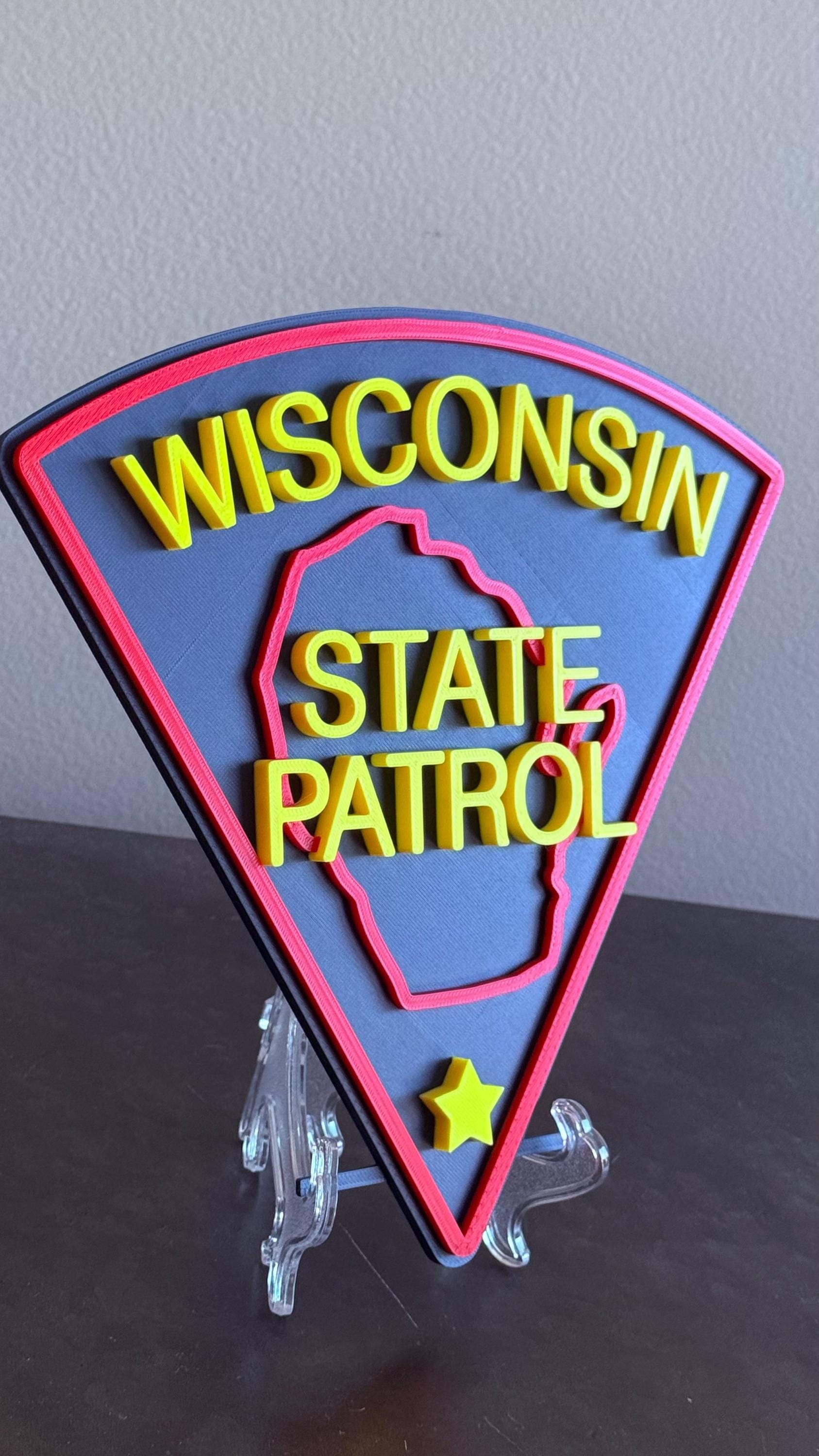 Wisconsin State Patrol 3D Embossed Plaque: First Responder Wall Art
