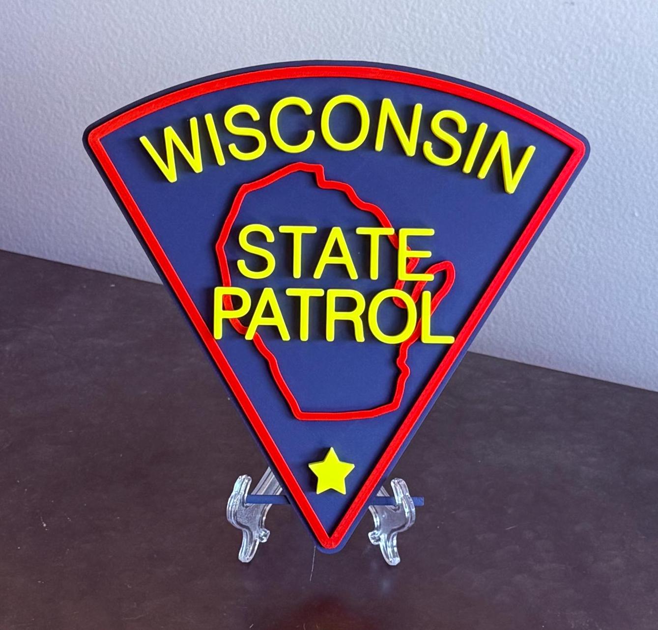 Wisconsin State Patrol 3D Embossed Plaque: First Responder Wall Art