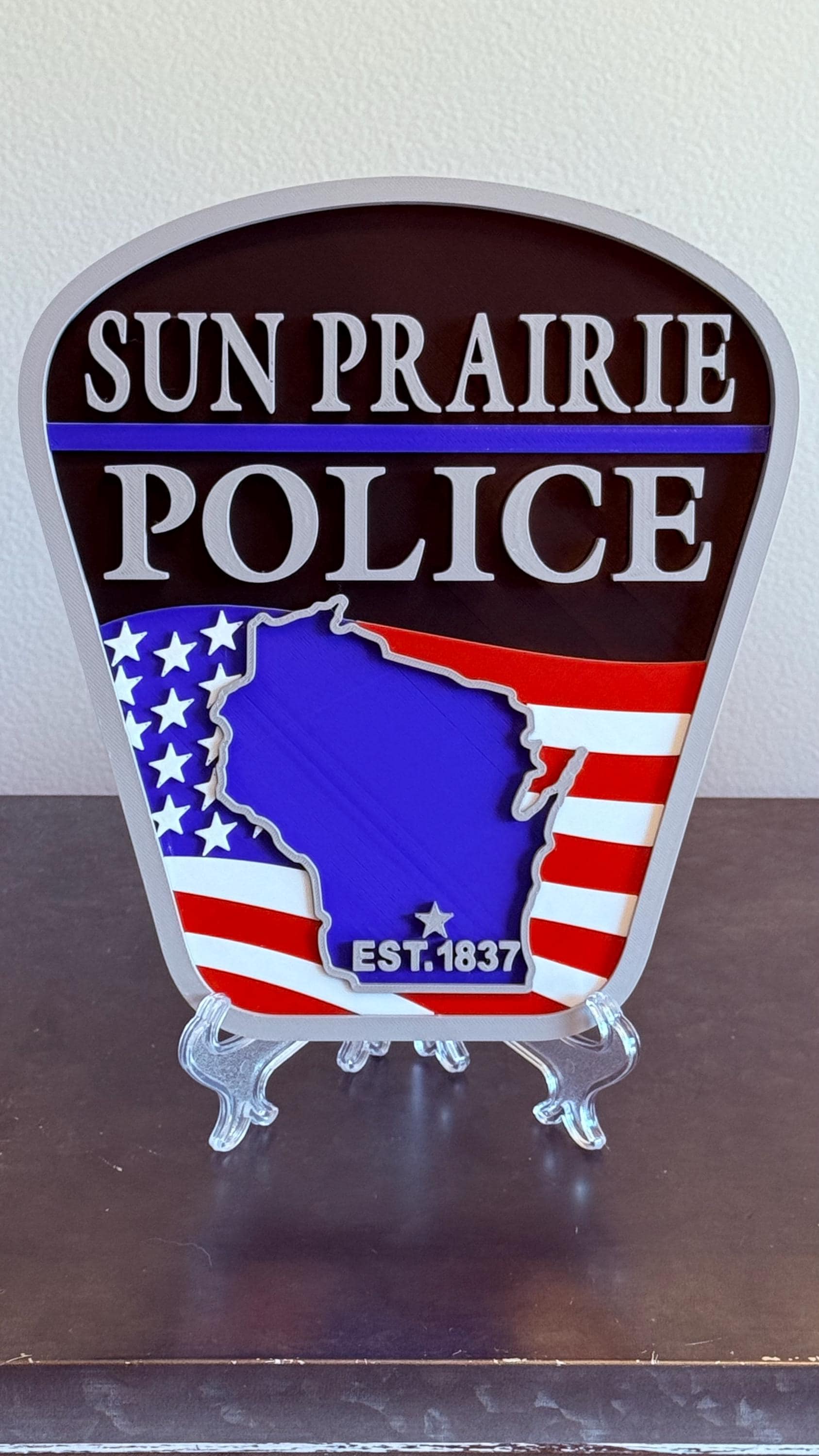 Sun Prairie Police Department 3D Embossed Plaque: First Responder Wall Art Wisconsin