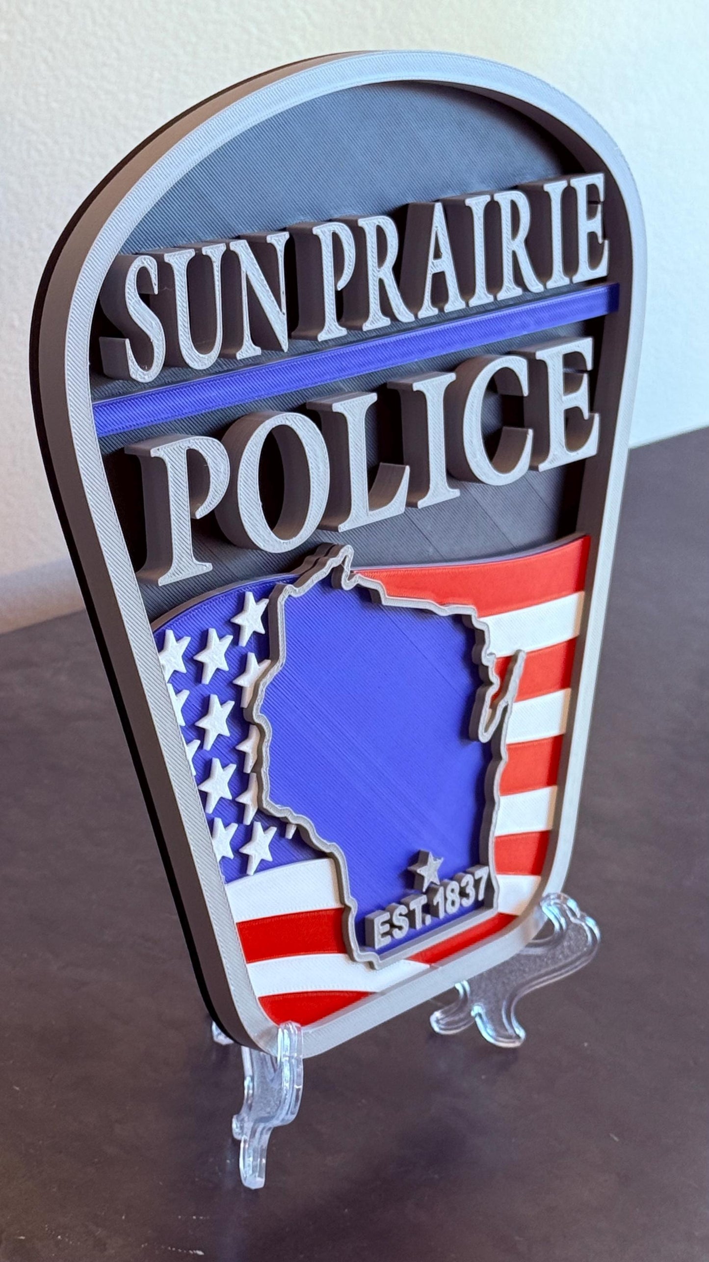 Sun Prairie Police Department 3D Embossed Plaque: First Responder Wall Art Wisconsin