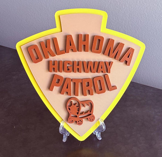 Oklahoma Highway Patrol 3D Embossed Plaque: First Responder Wall Art
