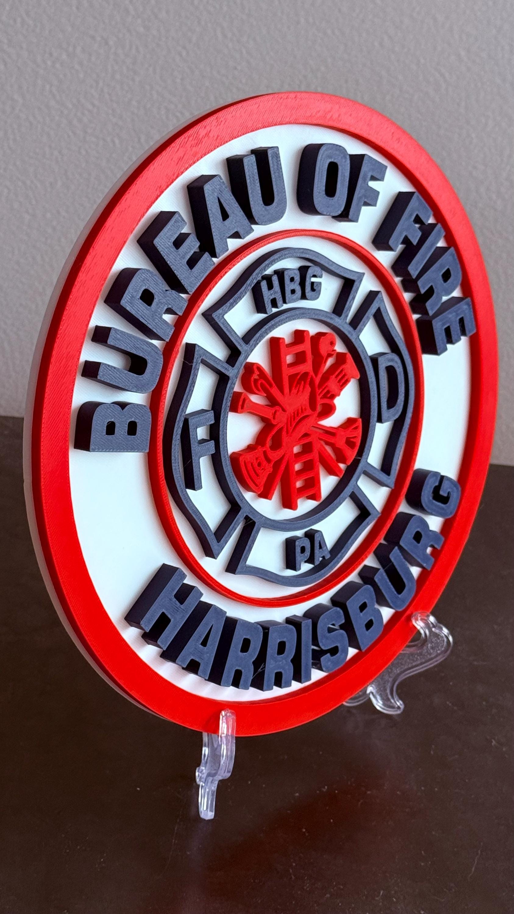 Harrisburg Bureau of Fire Department 3D Embossed Plaque: First Responder Wall Art Pennsylvania