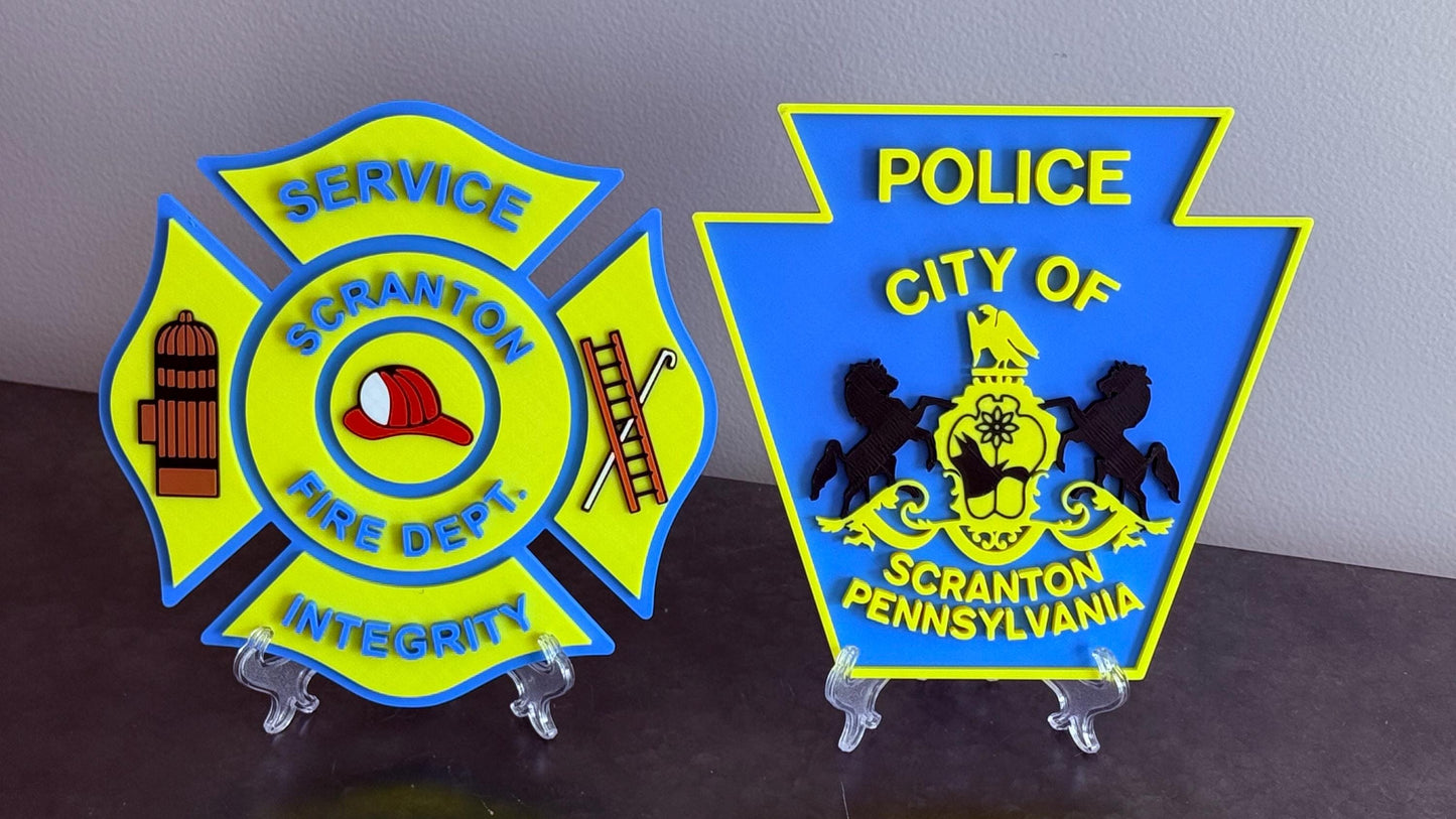 Scranton Fire Department Plaque - 3D First Responder Display Pennsylvania