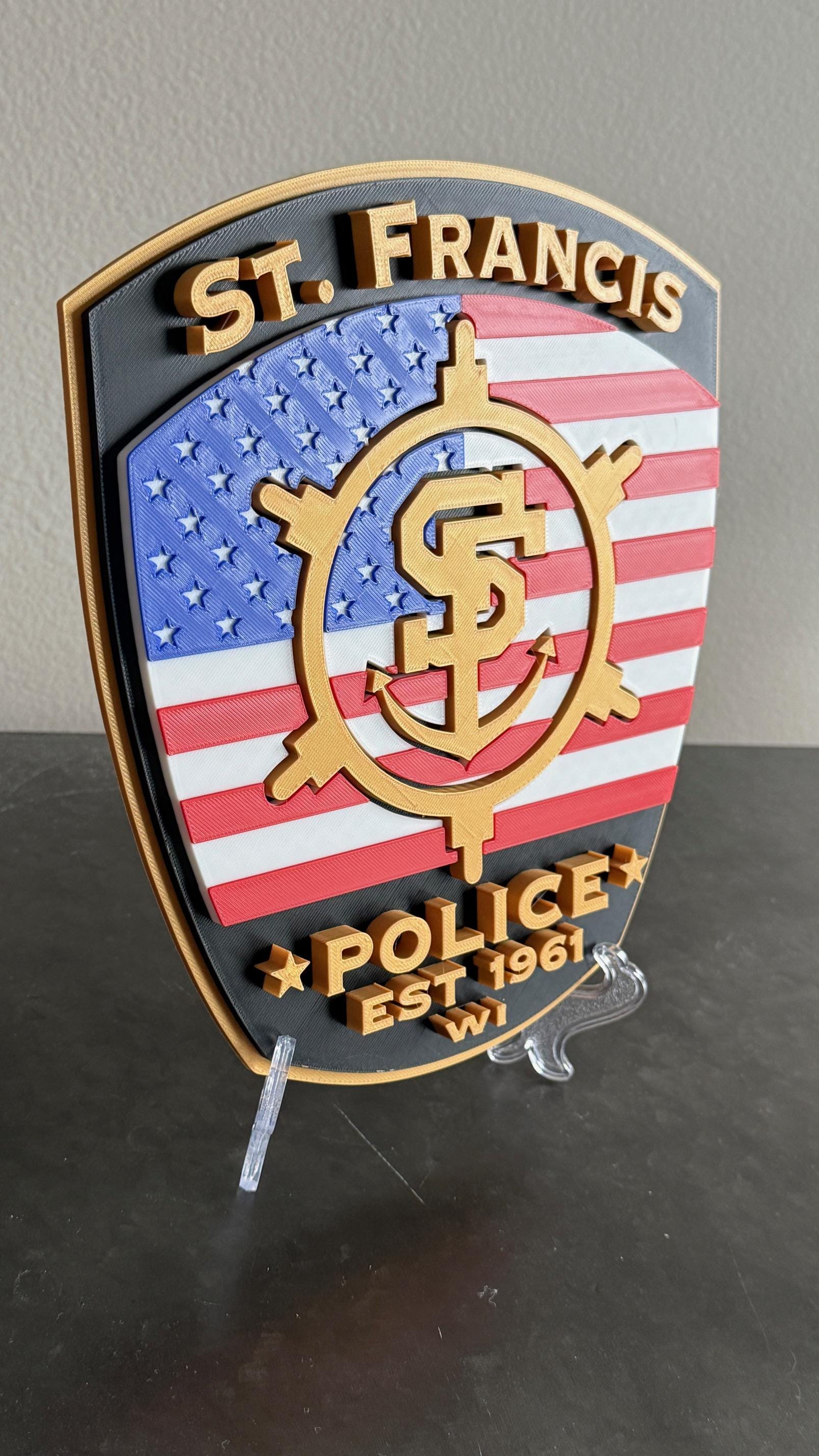 St. Francis Police Department 3D Embossed Plaque: First Responder Wall Art Wisconsin