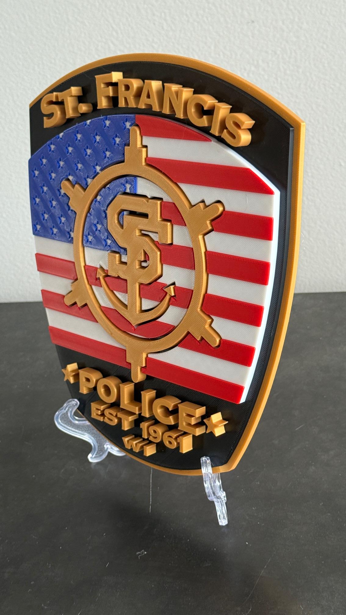 St. Francis Police Department 3D Embossed Plaque: First Responder Wall Art Wisconsin