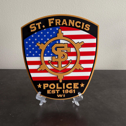 St. Francis Police Department 3D Embossed Plaque: First Responder Wall Art Wisconsin