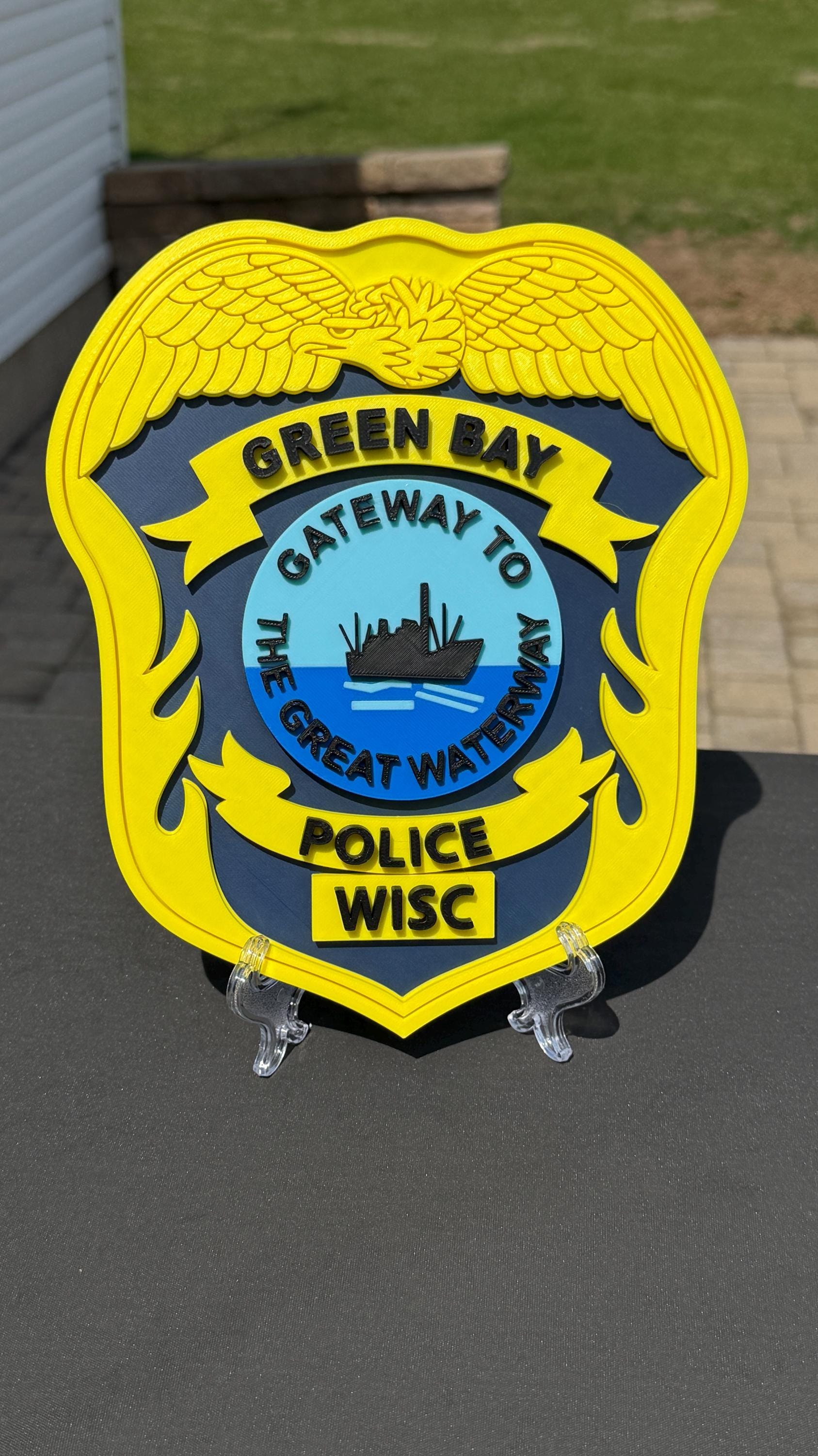 Green Bay Police Department 3D Embossed Plaque: First Responder Wall Art Wisconsin