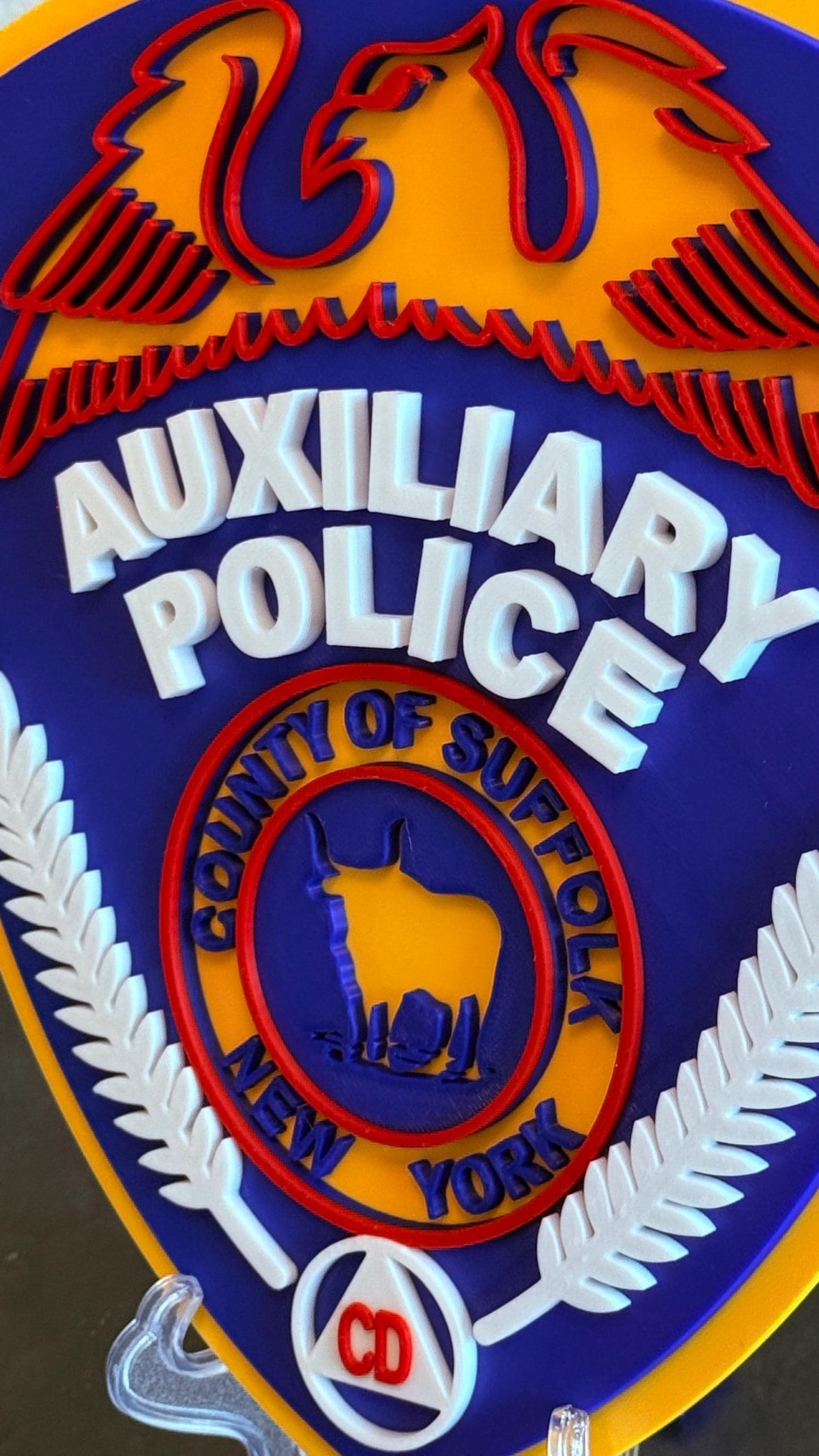 Suffolk County Police Auxiliary 3D Plaque, First Responder Wall Art New York