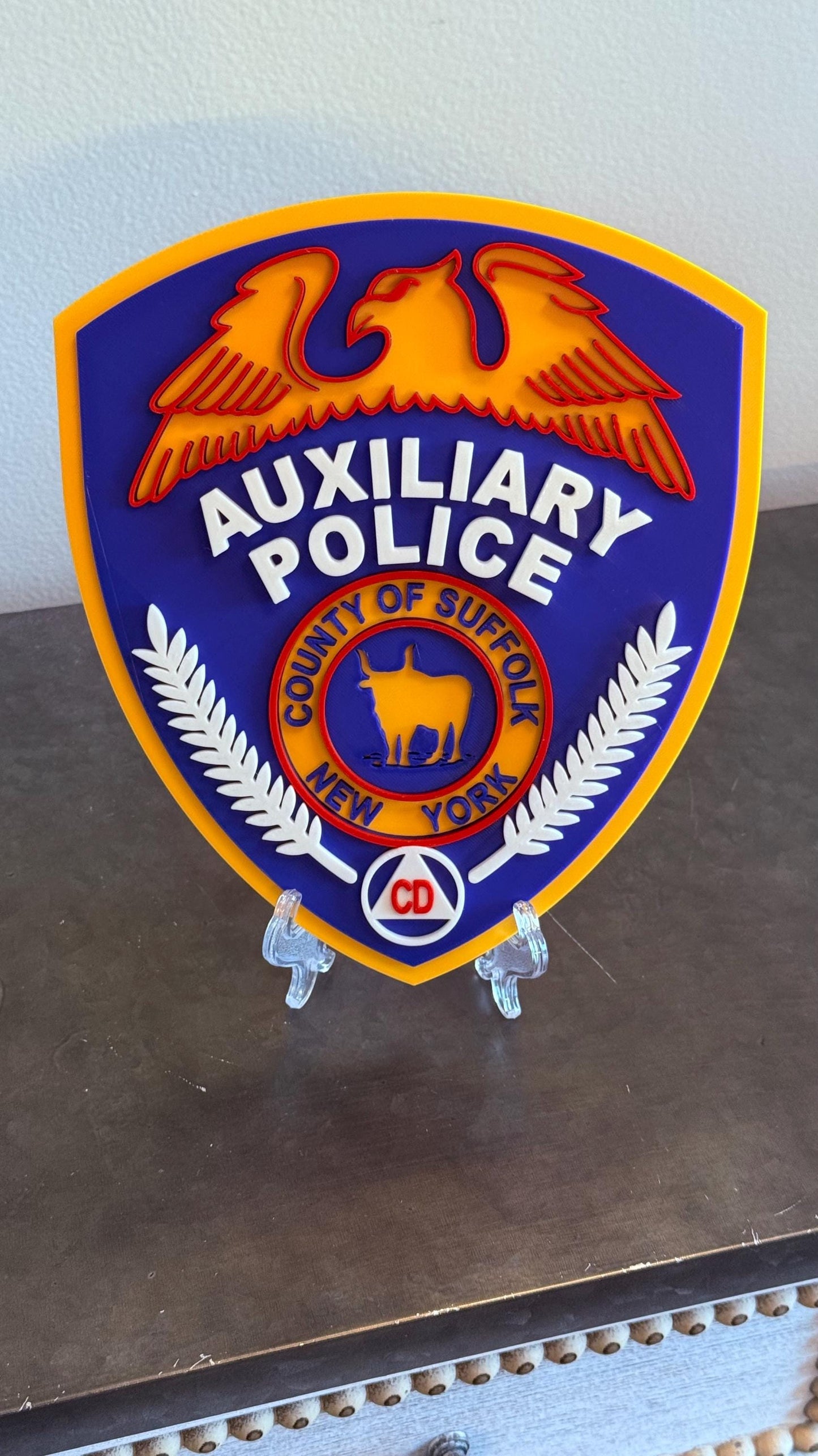 Suffolk County Police Auxiliary 3D Plaque, First Responder Wall Art New York