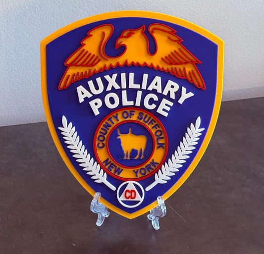 Suffolk County Police Auxiliary 3D Plaque, First Responder Wall Art New York
