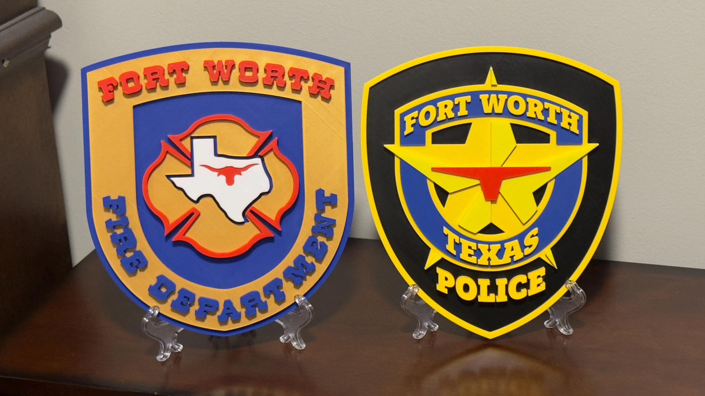 Fort Worth Fire Department 3D Plaque: Texas First Responder Wall Art Firefighter Gift