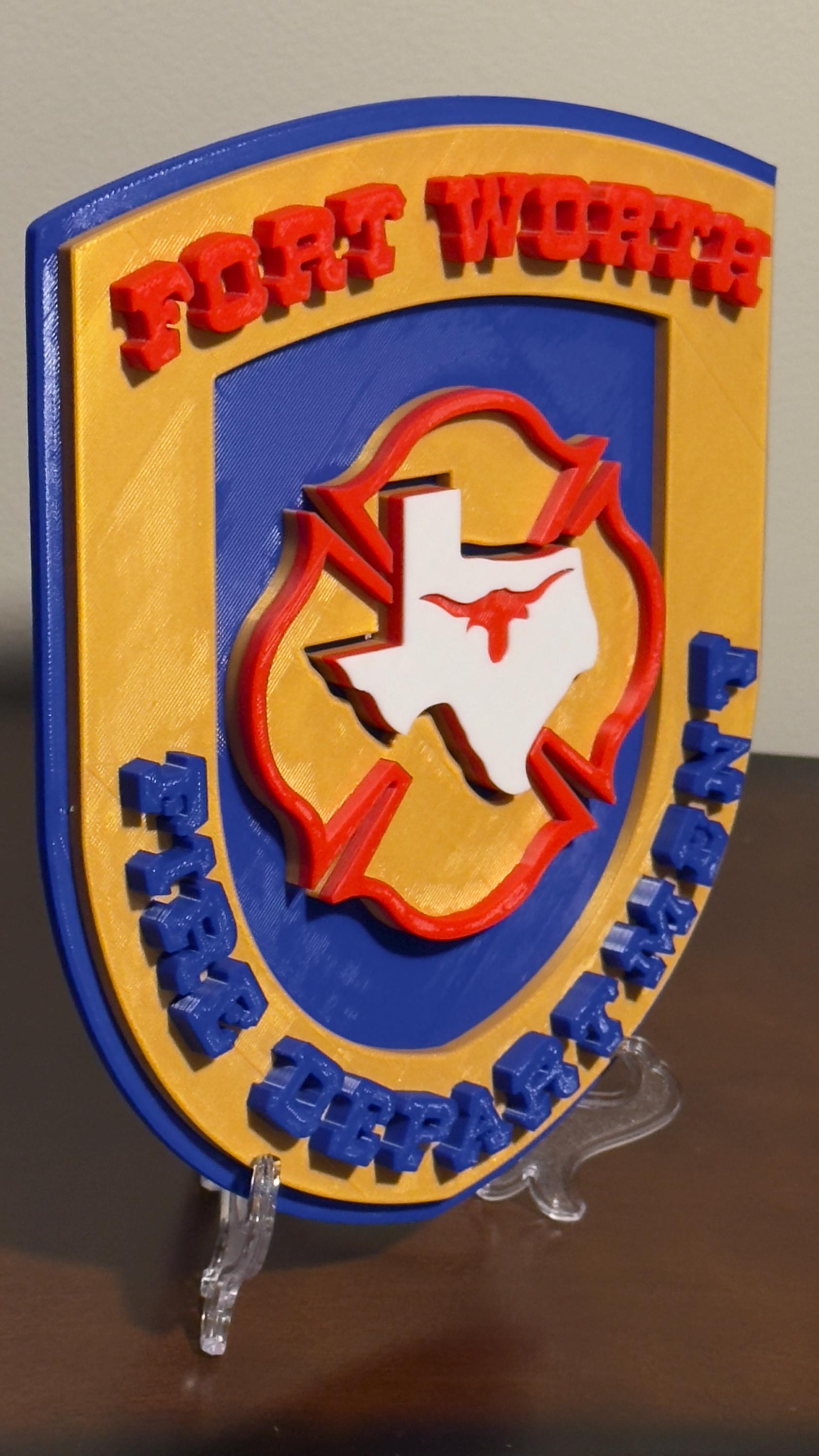 Fort Worth Fire Department 3D Plaque: Texas First Responder Wall Art Firefighter Gift