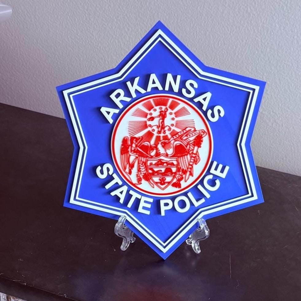 Arkansas State Police 3D Embossed Plaque: First Responder Wall Art