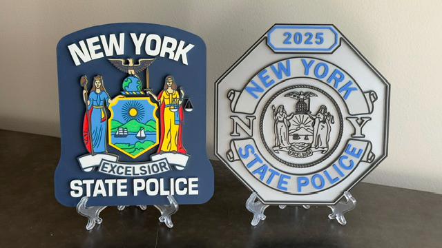 Embossed New York State Police Plaque: 3D Printed Wall Art Police Gift NY New York