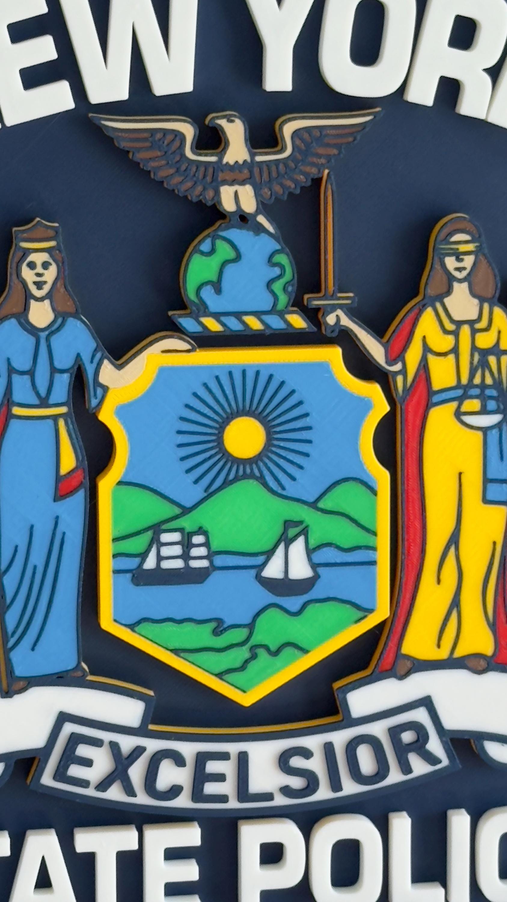 Embossed New York State Police Plaque: 3D Printed Wall Art Police Gift NY New York
