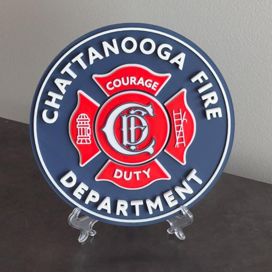 Chattanooga Fire Department 3D Embossed Display Plaque: First Responder Wall Art Tennessee