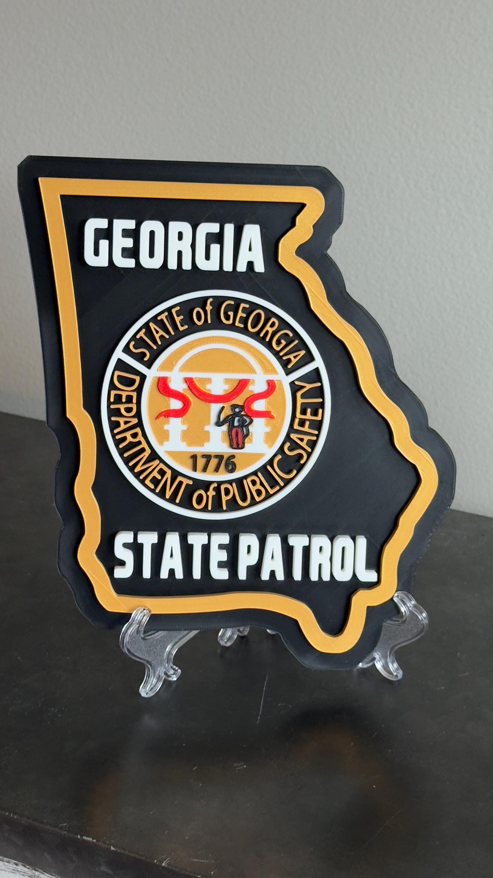 Georgia State Patrol Plaque: 3D Embossed First Responder Wall Art