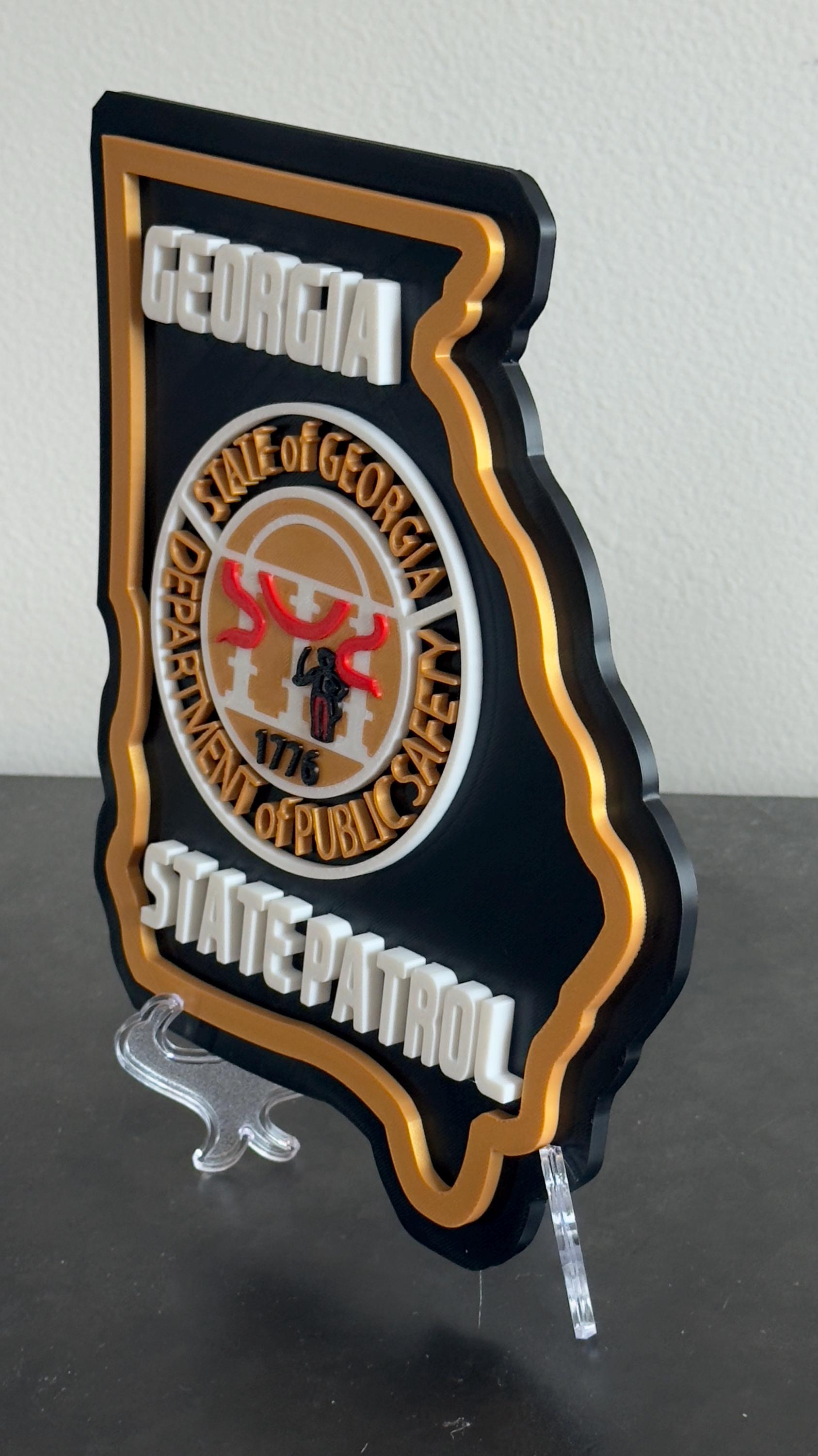 Georgia State Patrol Plaque: 3D Embossed First Responder Wall Art