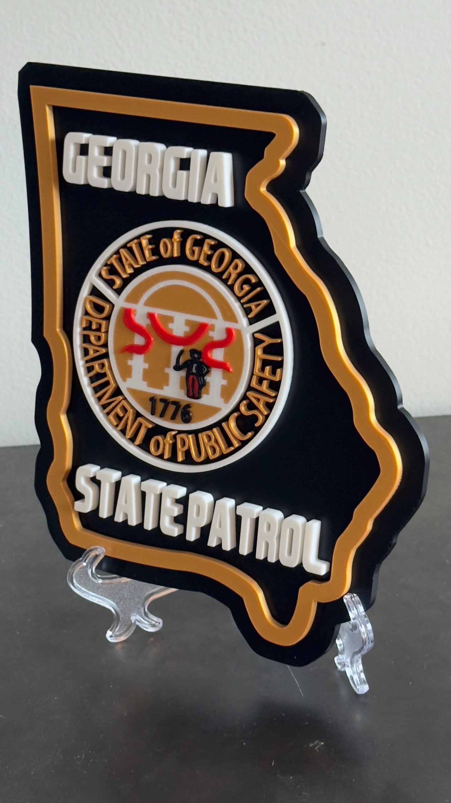 Georgia State Patrol Plaque: 3D Embossed First Responder Wall Art
