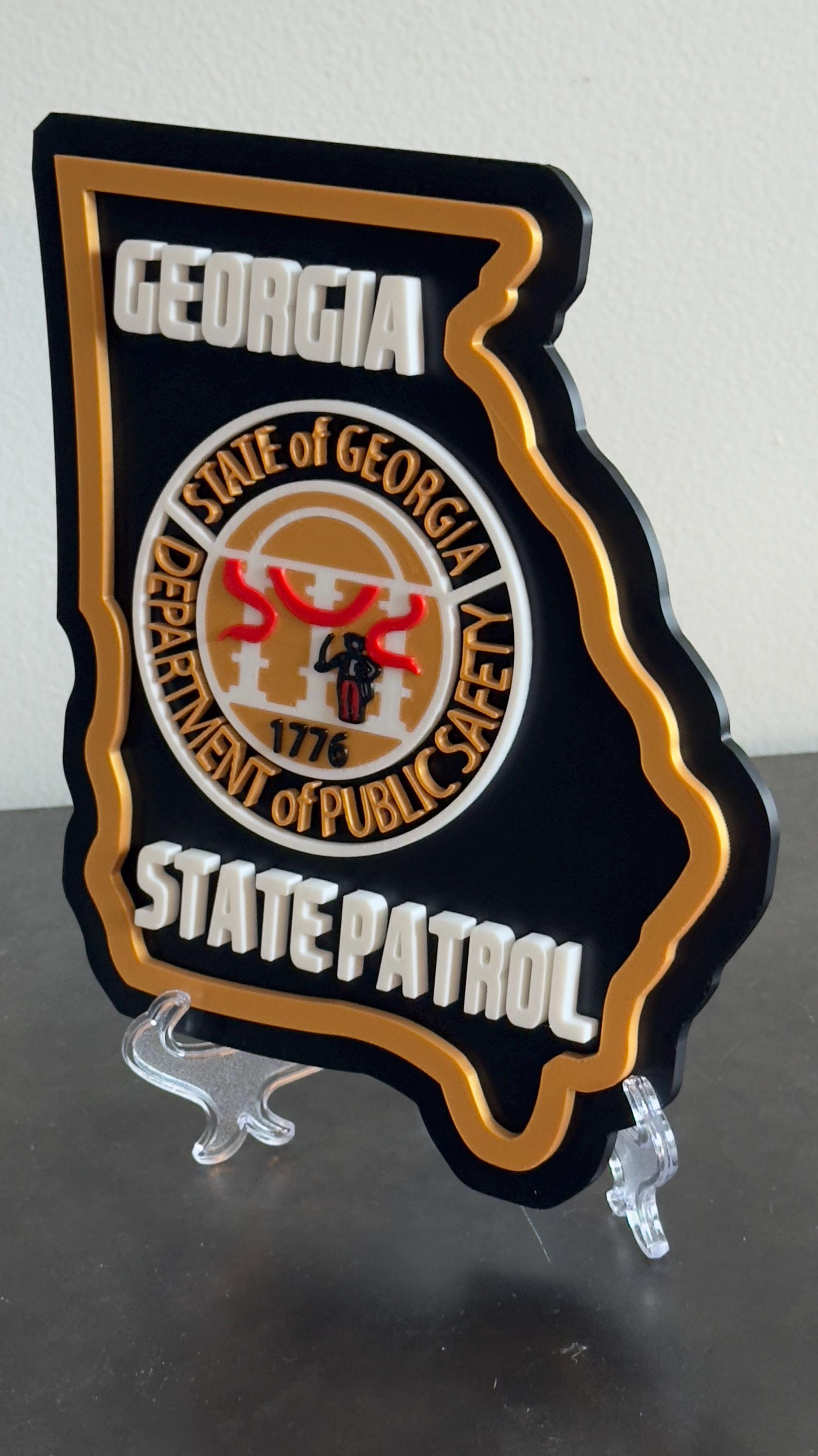 Georgia State Patrol Plaque: 3D Embossed First Responder Wall Art