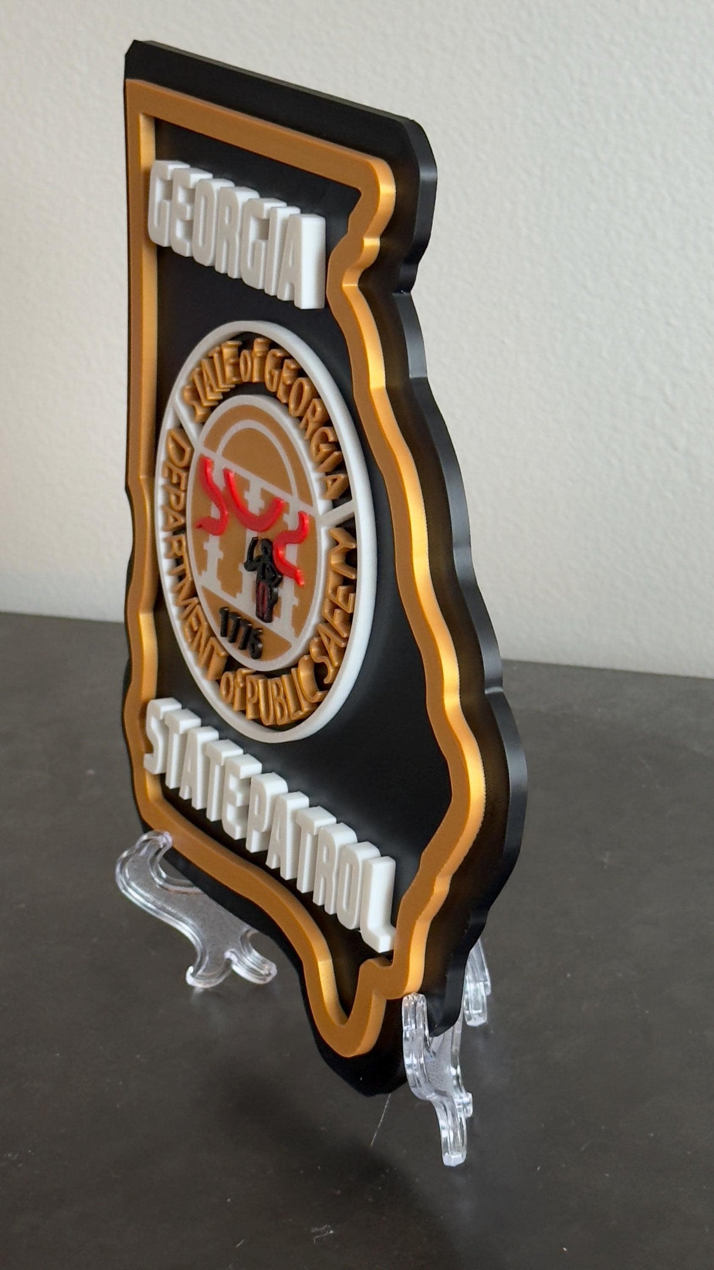 Georgia State Patrol Plaque: 3D Embossed First Responder Wall Art