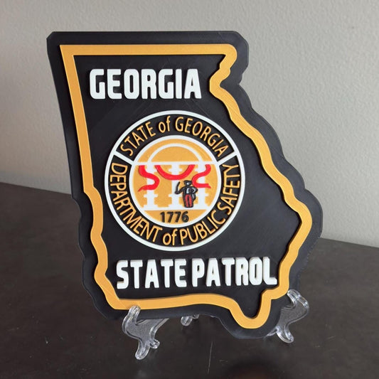Georgia State Patrol Plaque: 3D Embossed First Responder Wall Art