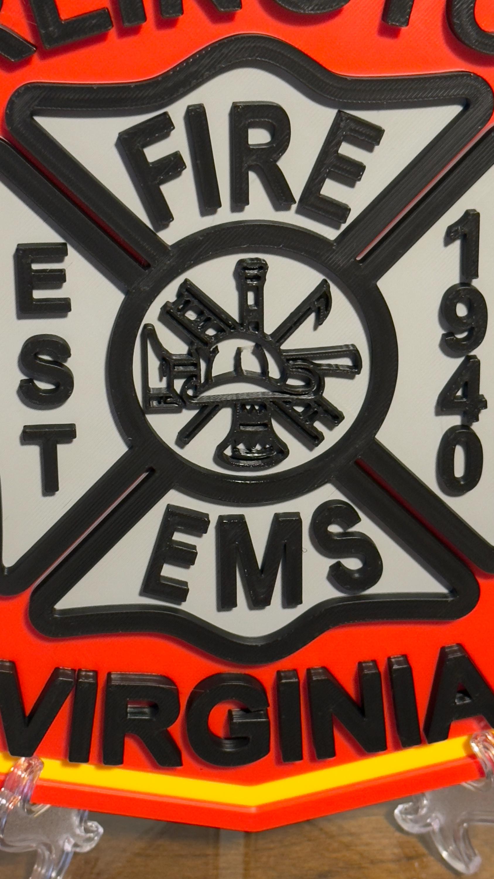 Arlington Virginia Fire Department 3D Embossed Logo Plaque