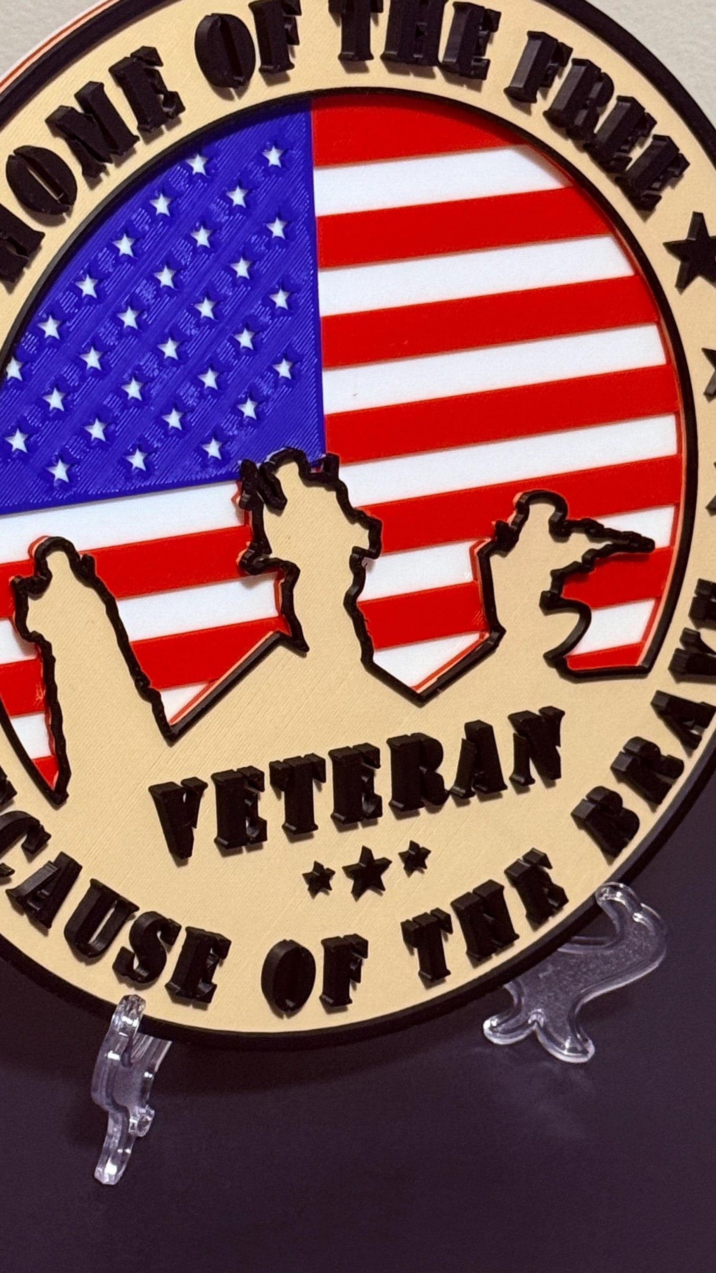 Veteran 3D Plaque Home Of The Free, Military Wall Art Display Plaque Government