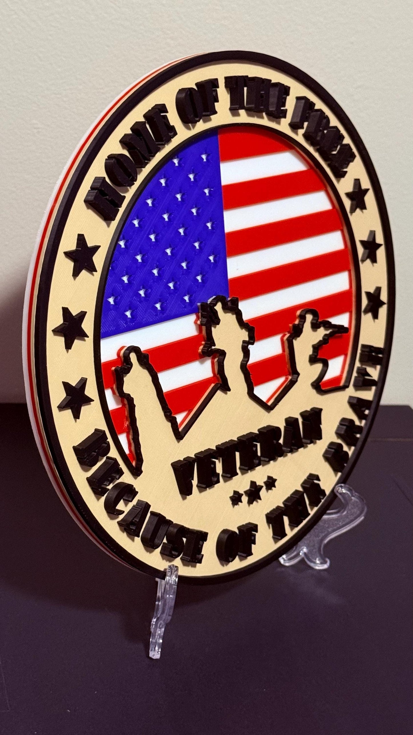 Veteran 3D Plaque Home Of The Free, Military Wall Art Display Plaque Government