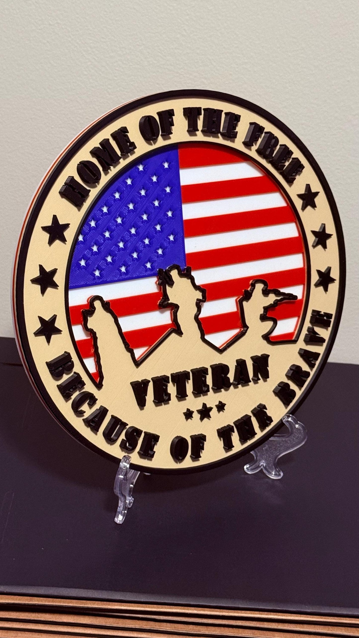 Veteran 3D Plaque Home Of The Free, Military Wall Art Display Plaque Government