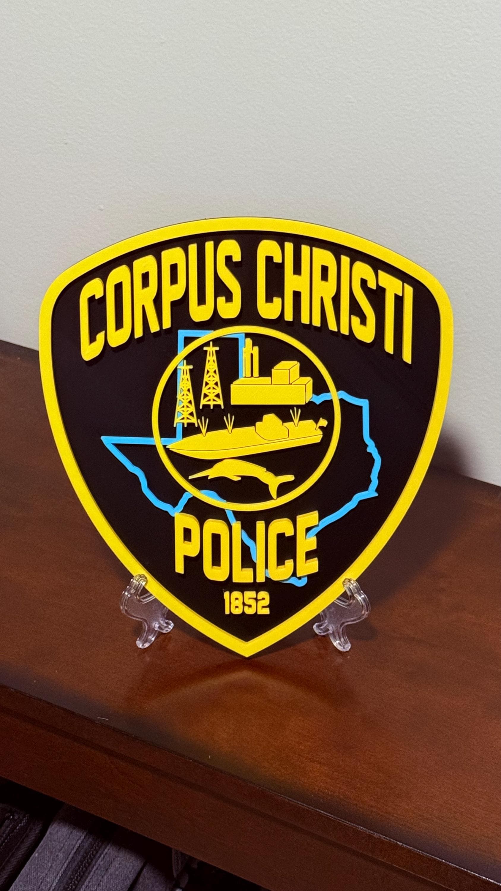 Embossed Corpus Christi Police OLD STYLE Plaque: 3D First Responder Wall Art Texas