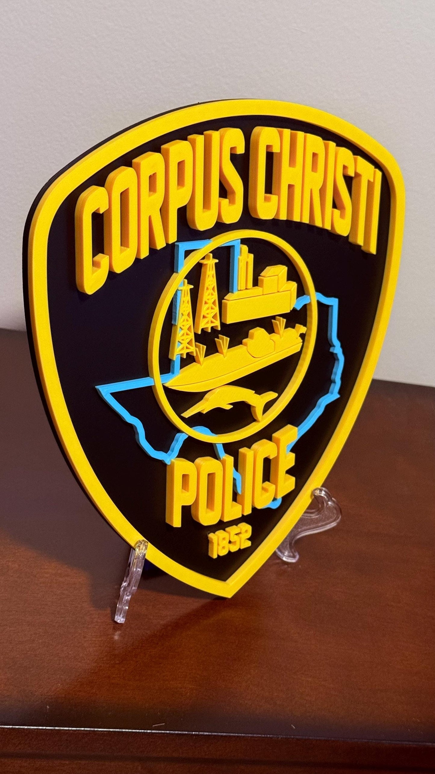 Embossed Corpus Christi Police OLD STYLE Plaque: 3D First Responder Wall Art Texas