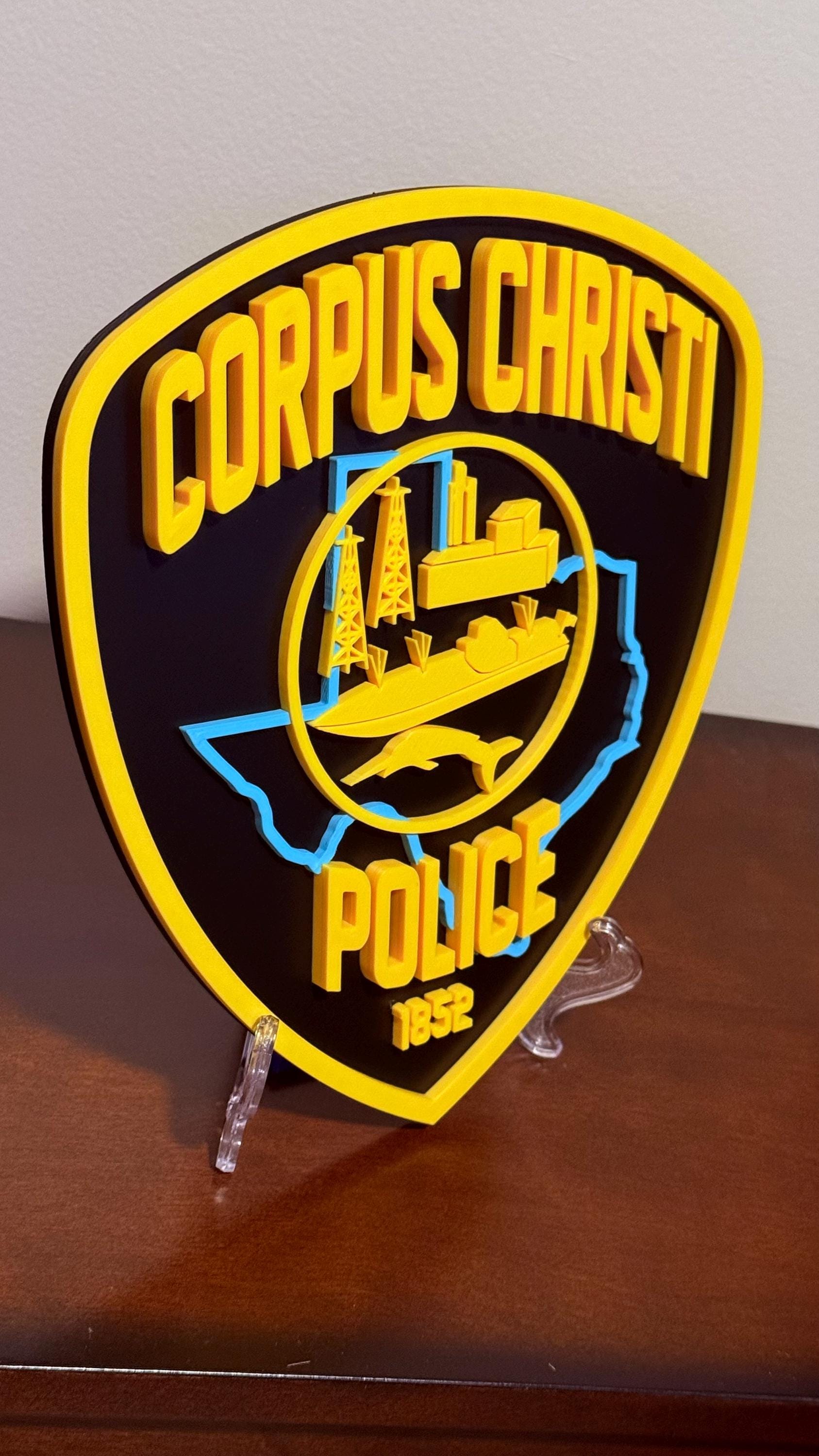 Embossed Corpus Christi Police OLD STYLE Plaque: 3D First Responder Wall Art Texas