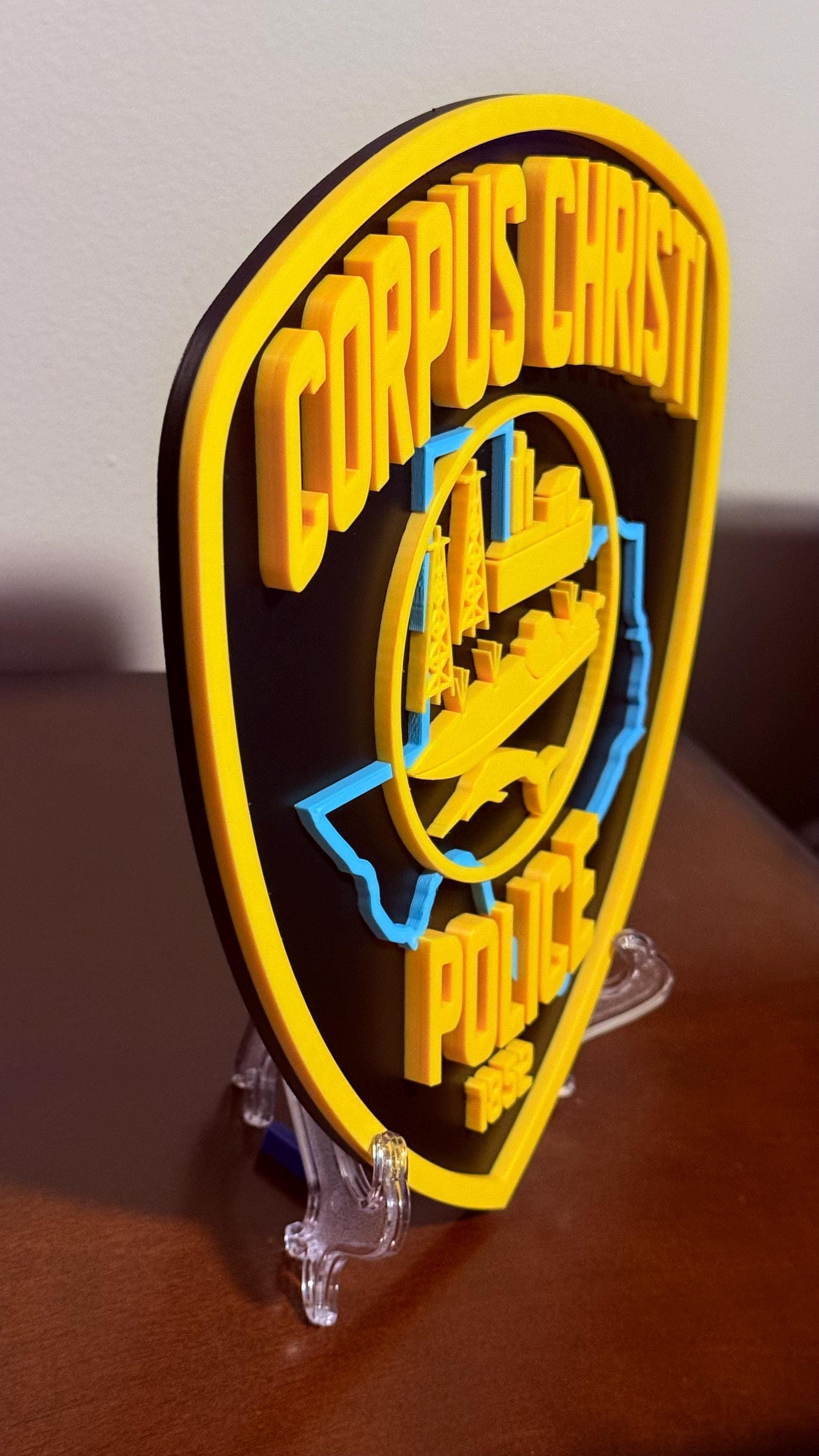 Embossed Corpus Christi Police OLD STYLE Plaque: 3D First Responder Wall Art Texas