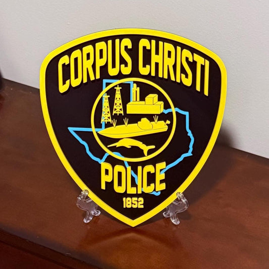 Embossed Corpus Christi Police OLD STYLE Plaque: 3D First Responder Wall Art Texas