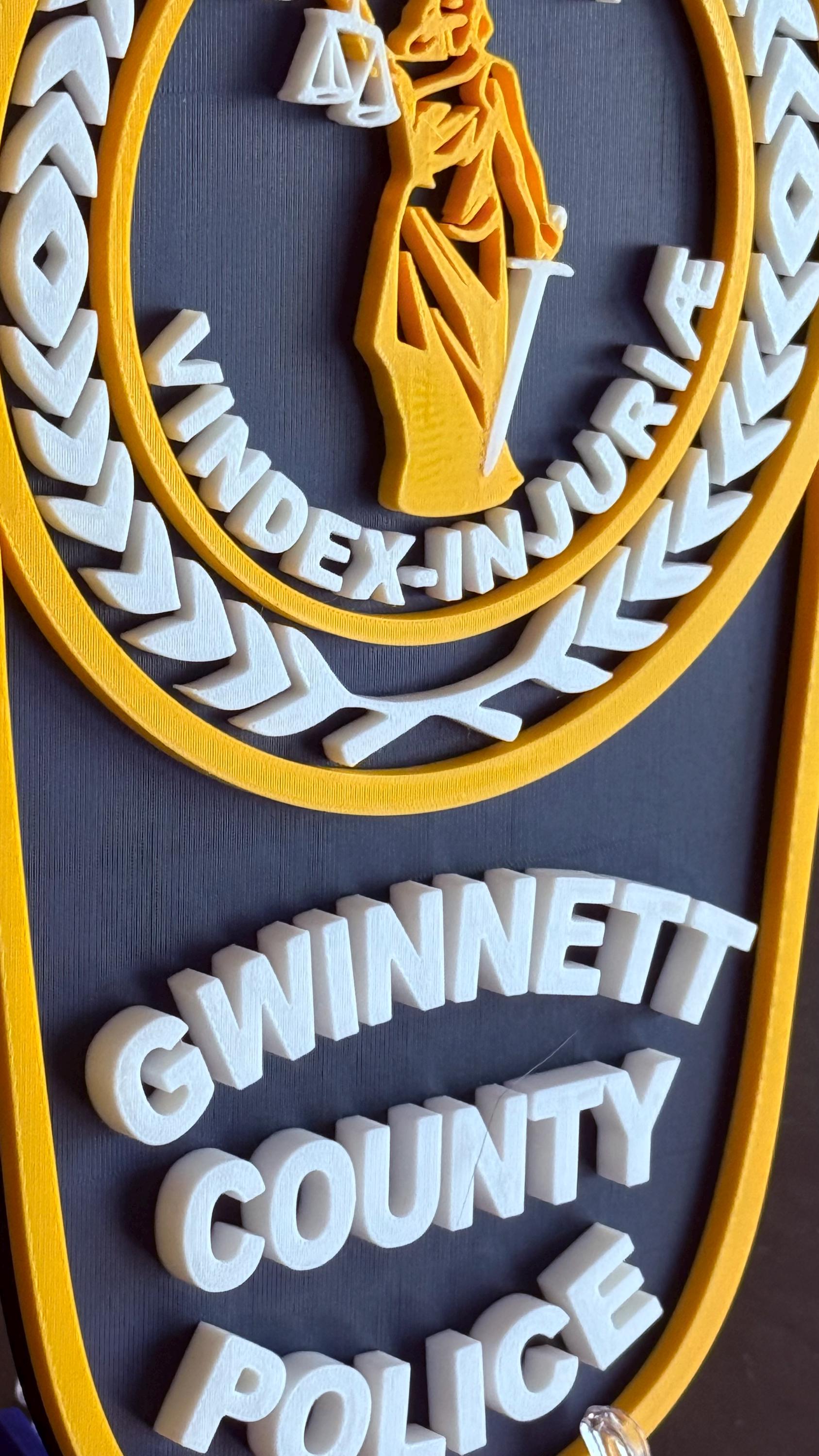 Gwinnett County GA Police 3D Embossed Plaque - First Responder Wall Art Georgia