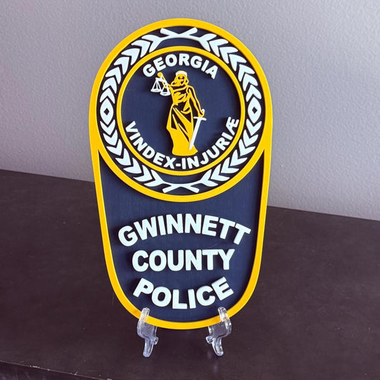 Gwinnett County GA Police 3D Embossed Plaque - First Responder Wall Art Georgia