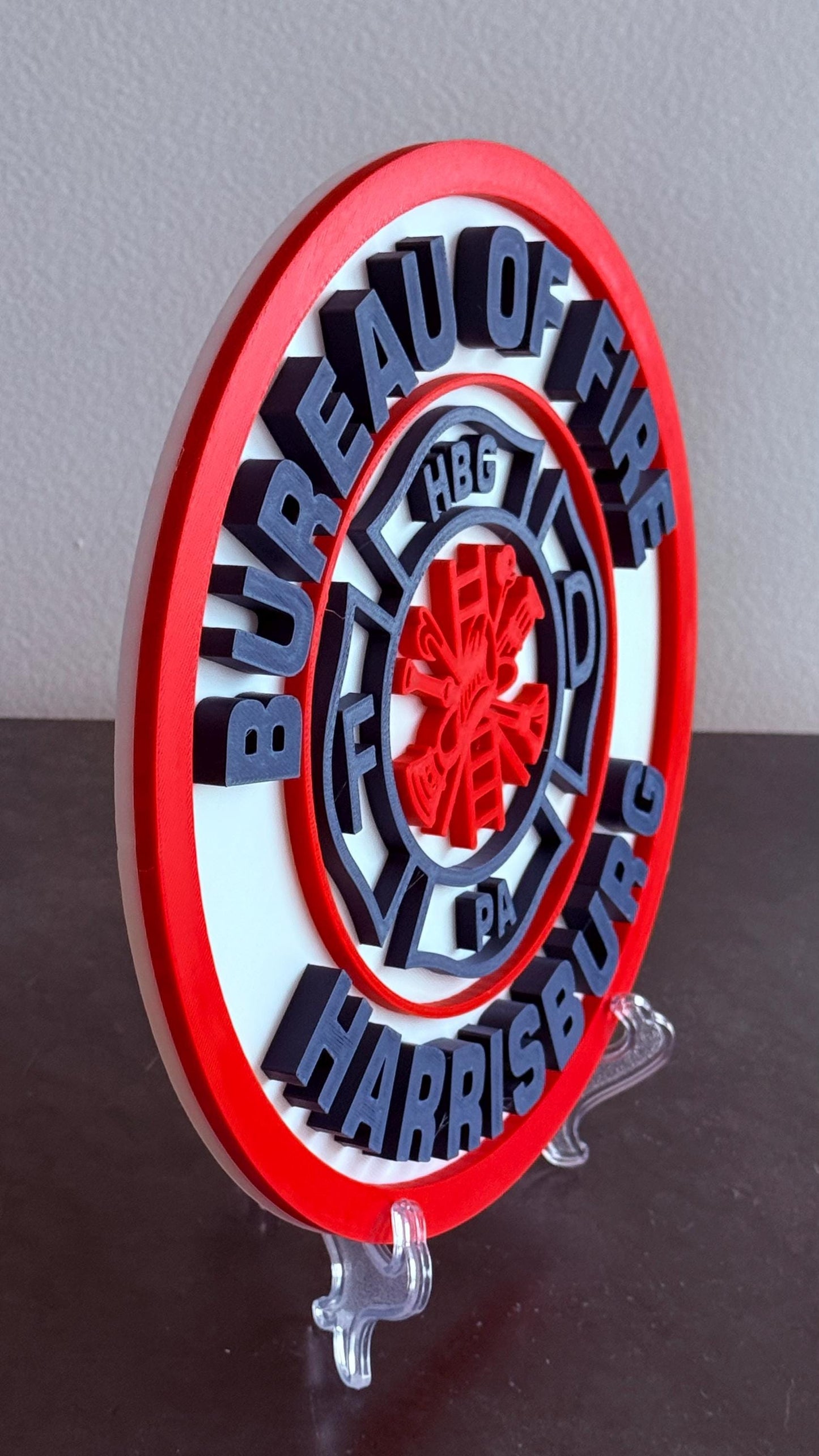 Harrisburg Bureau of Fire Department 3D Embossed Plaque: First Responder Wall Art Pennsylvania