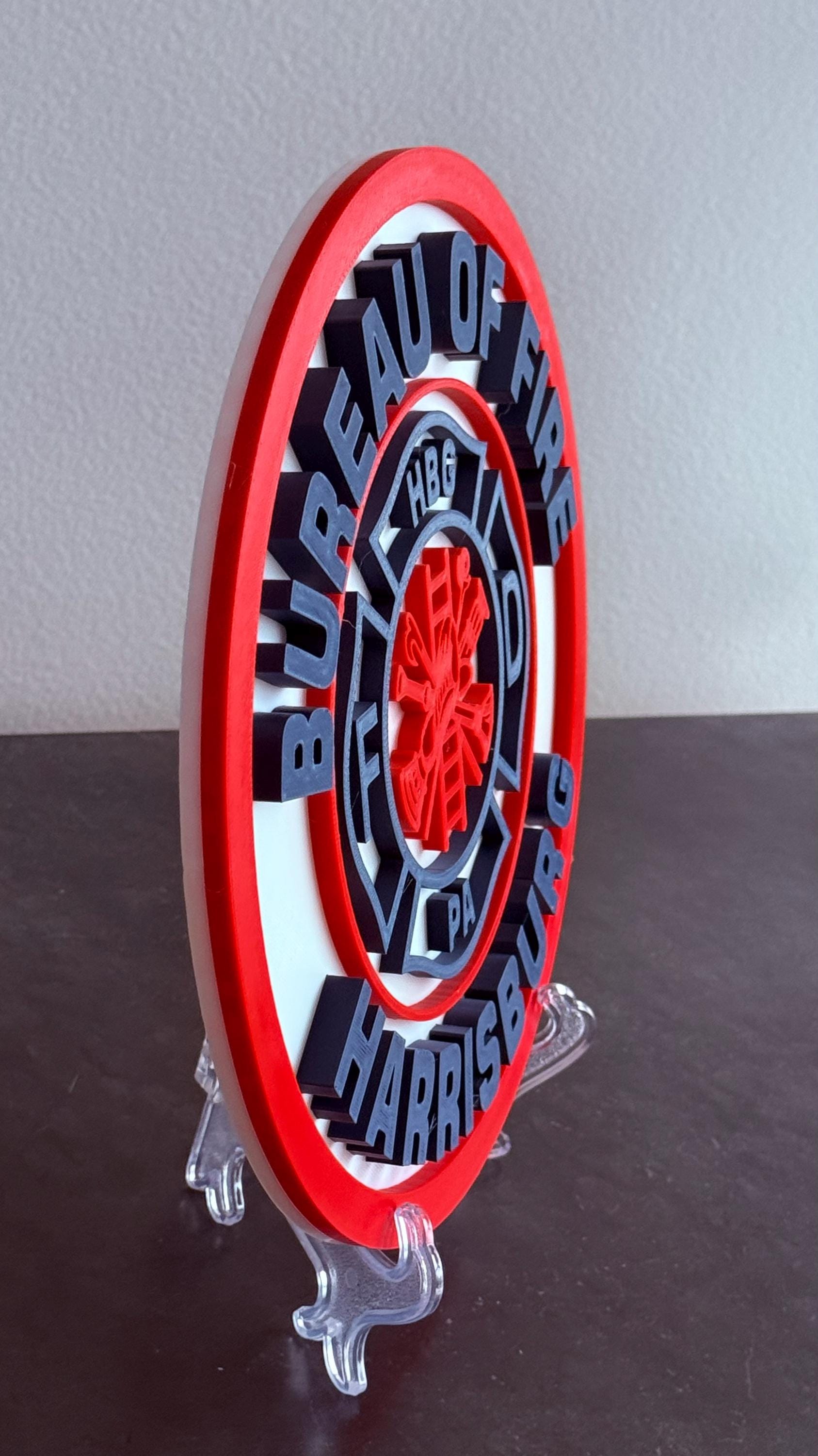 Harrisburg Bureau of Fire Department 3D Embossed Plaque: First Responder Wall Art Pennsylvania