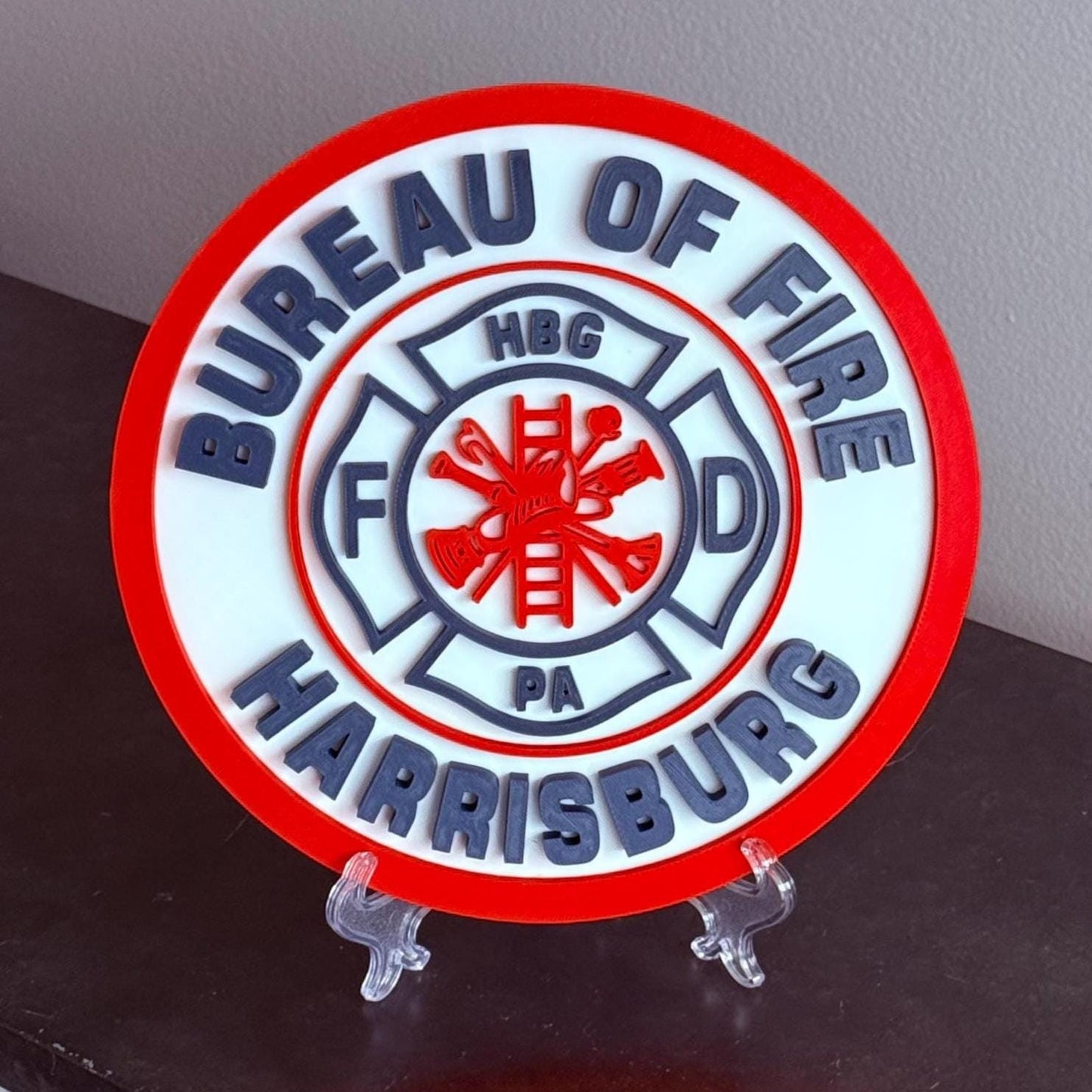 Harrisburg Bureau of Fire Department 3D Embossed Plaque: First Responder Wall Art Pennsylvania